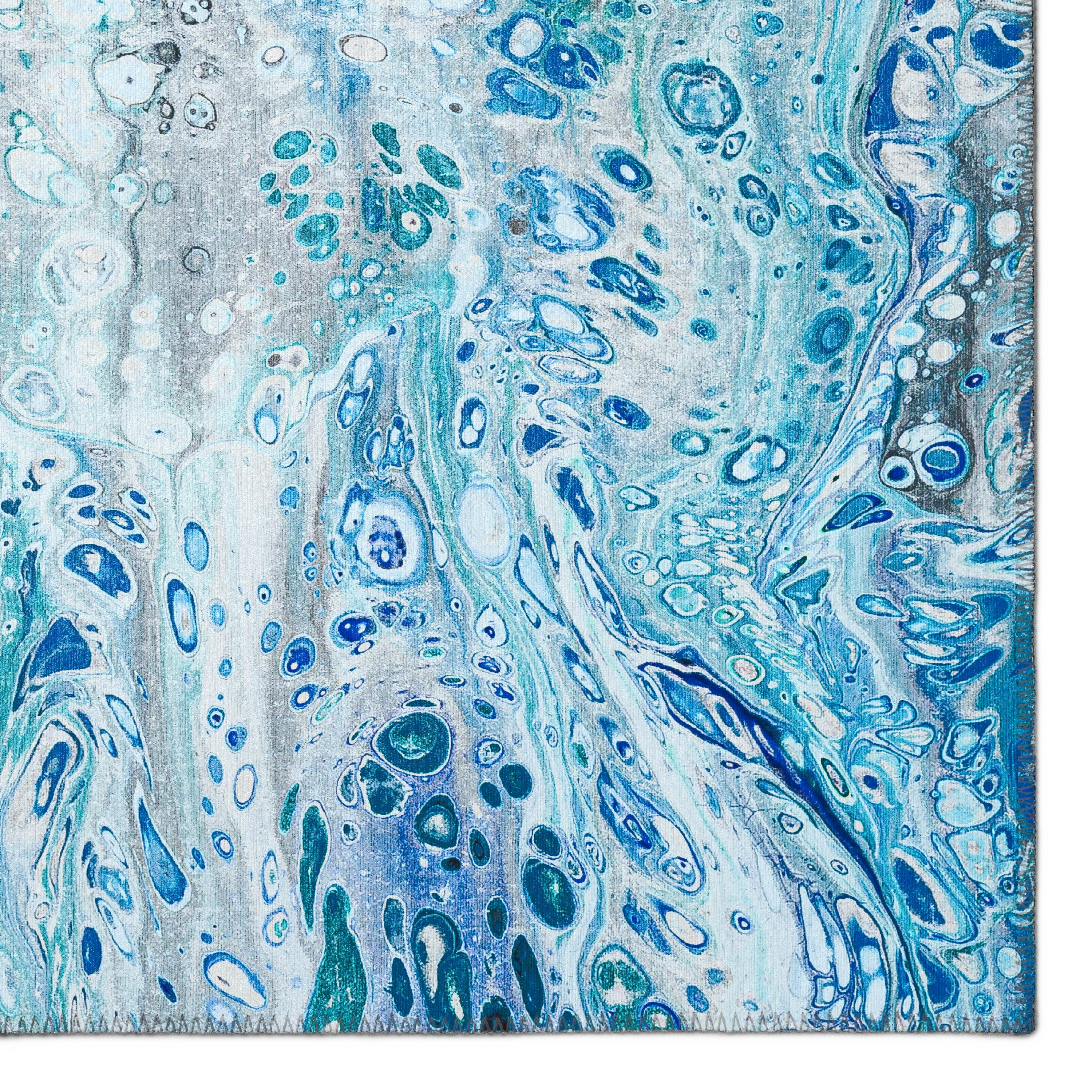 Karina Blue Abstract Chenille Non-Skid Accent Rug 1'8" x 2'6"