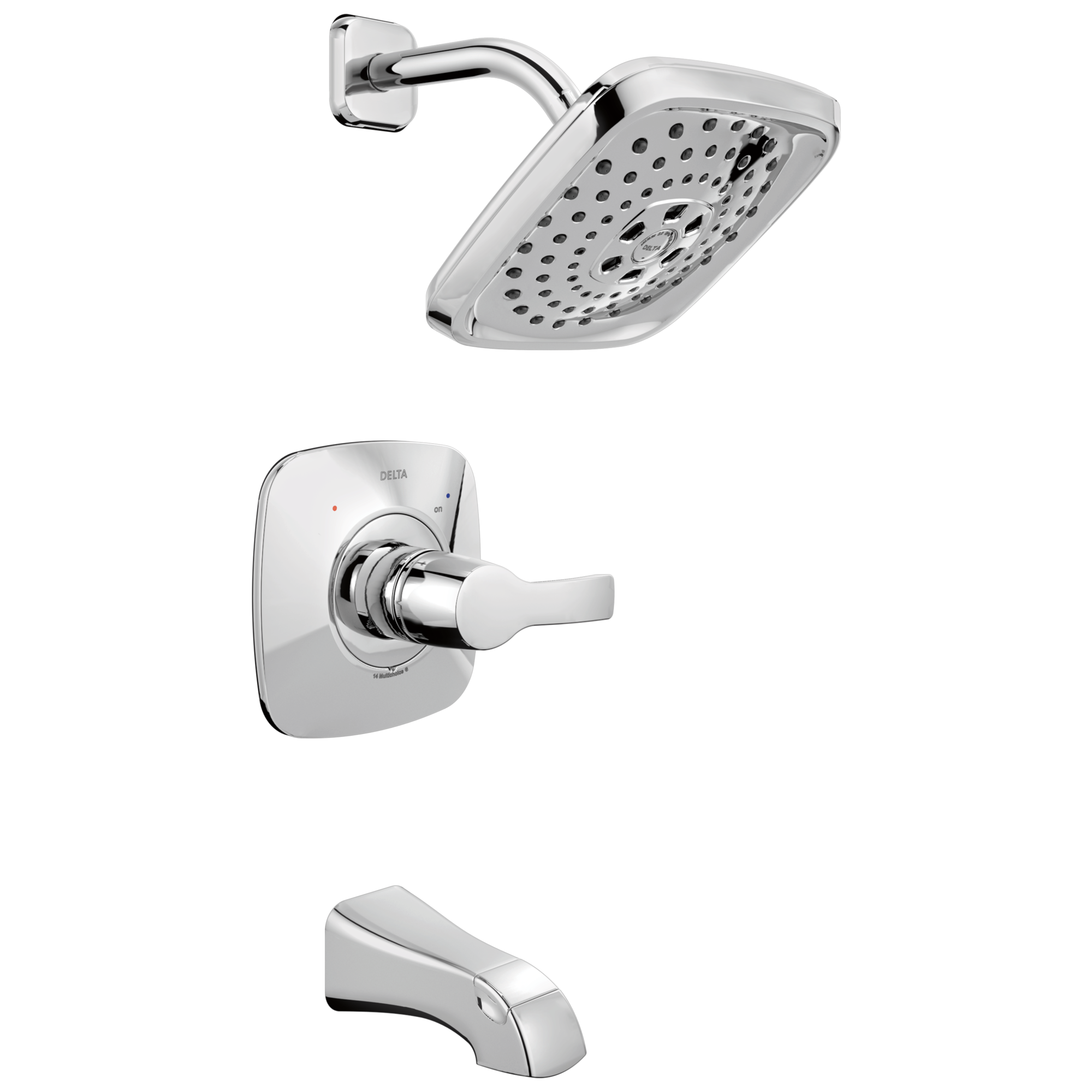 Delta T14452 Tesla Chrome 1-handle Multi-function Square Bathtub and Shower Faucet