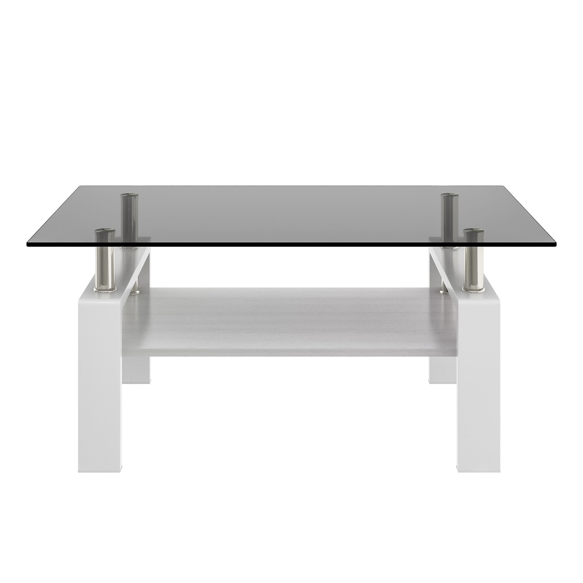 Maocao Hoom JLP181458 Gray Glass Modern Coffee Table with Storage
