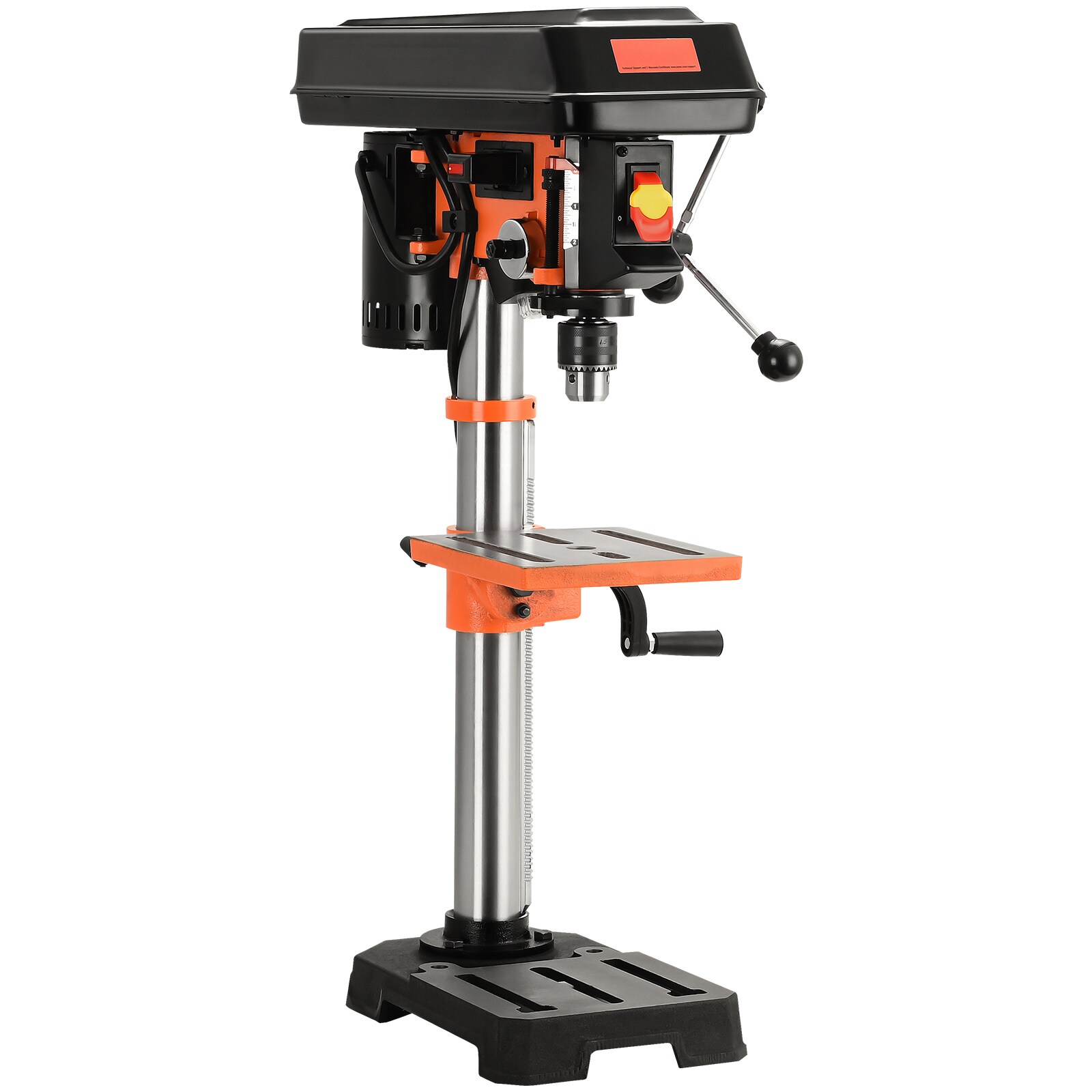 GIVIMO 10-in Benchtop Drill Press 3.2-A Induction 5-Speed 650-3100-RPM with 1/2-in Chuck and Cast Iron Frame 0-45-deg Tilt Table Work Light for Wood and Metal