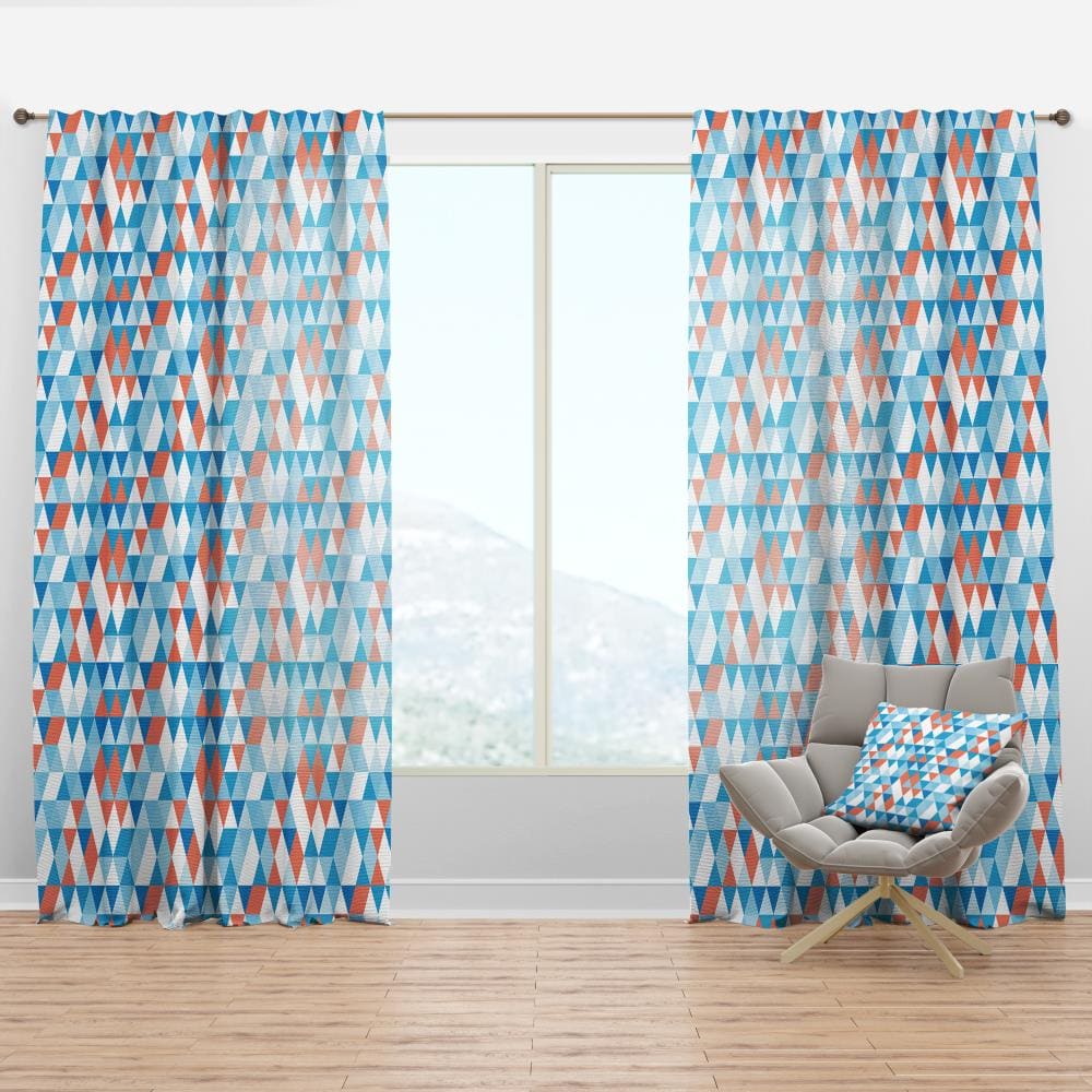 Designart CTN24591-52-63 63-in Blue Abstract Room darkening Thermal lined Rod pocket Single curtain panel