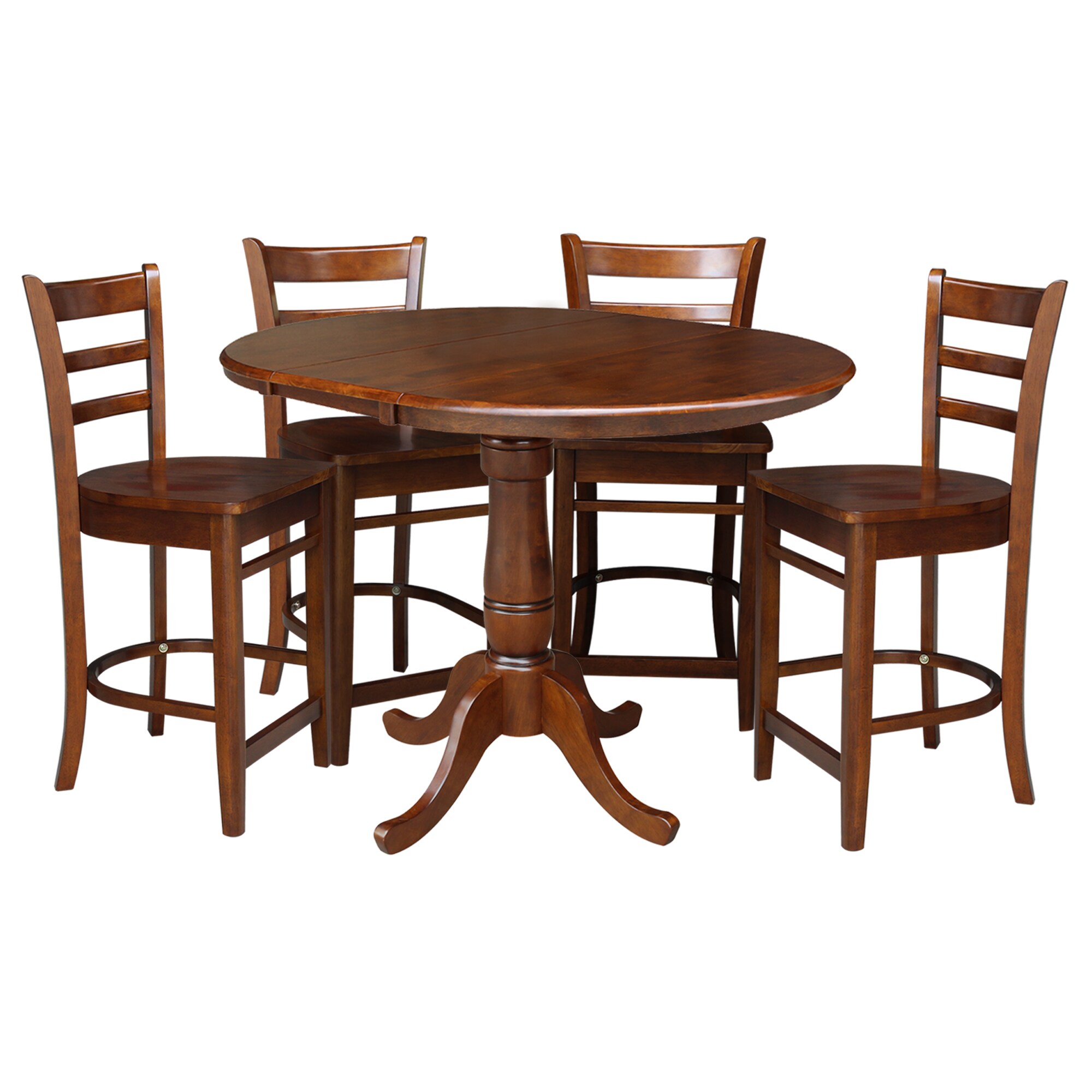 International Concepts K581-36RXT-S6172-4 Espresso Traditional Dining Room Set with Round Table ( Seats 4 )