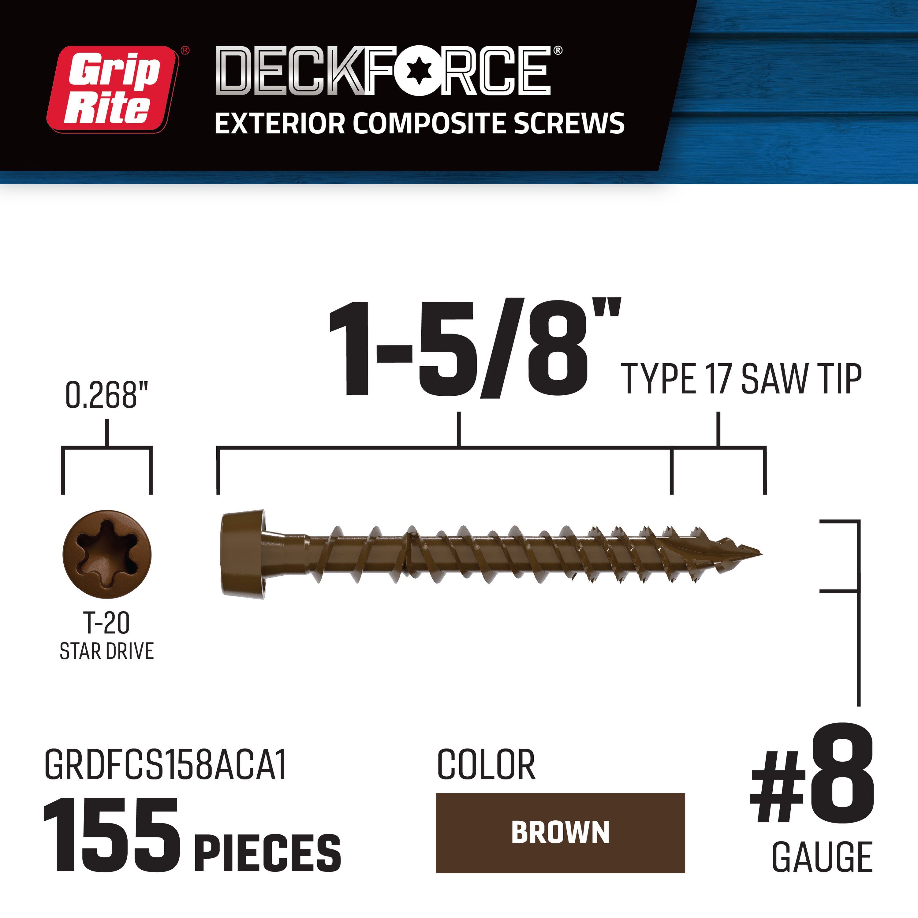 DeckForce by Grip Rite GRDFCS158ACA1 Deck-Screws - View #2