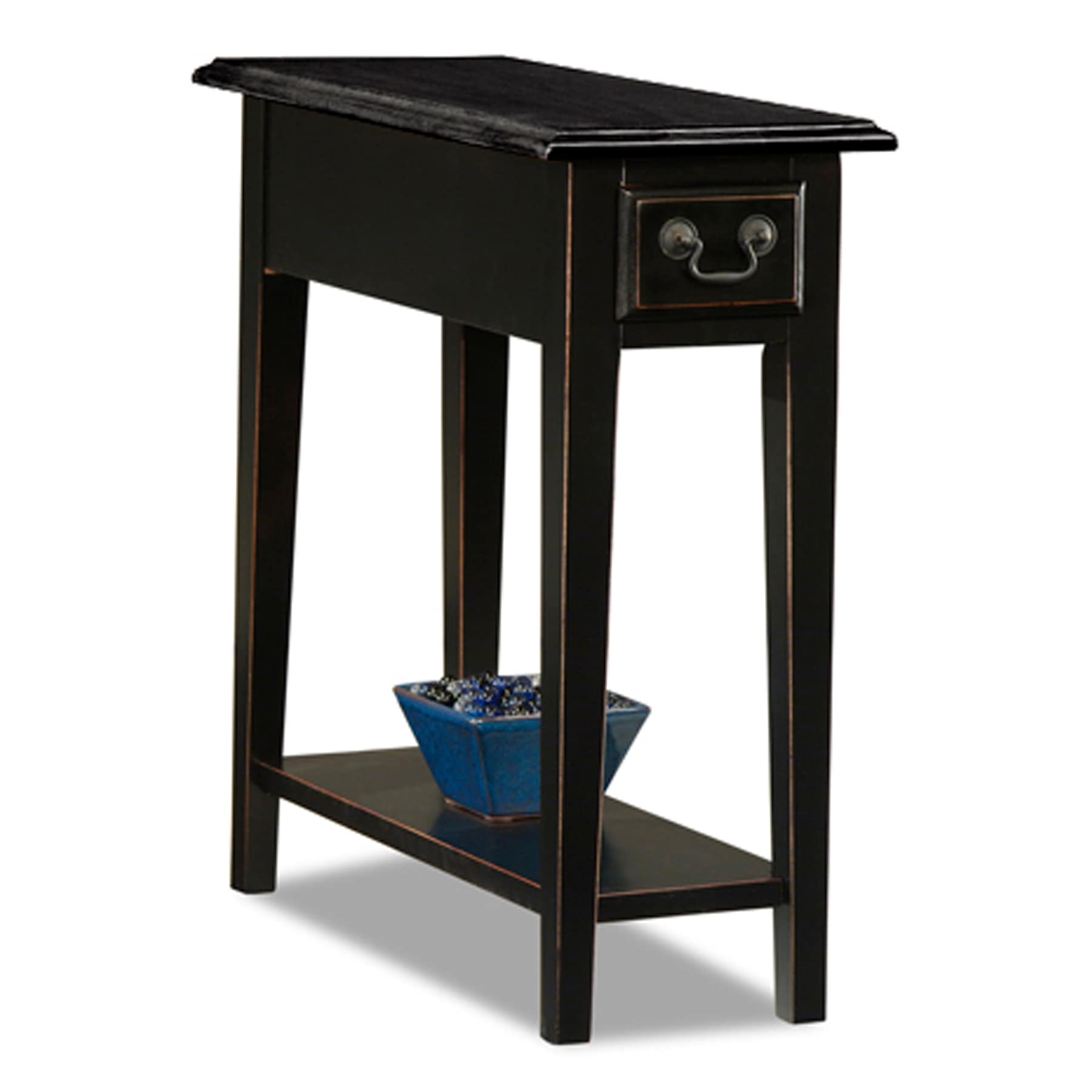 Leick Home 9017-SL/SL Favorite Finds 10-Inches W x 24-Inches H Slate Wood veneer Rectangular Casual End Table with Storage Assembly Required