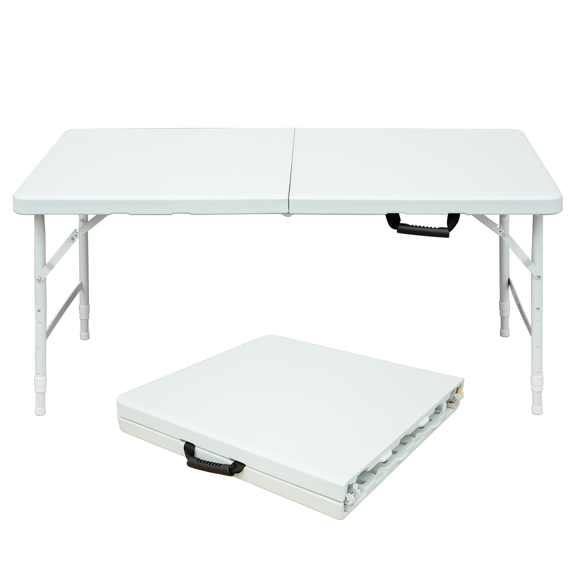 GZMR GZ-MS31893 2-ft x 4-ft Indoor or outdoor Rectangle Plastic White Adjustable Height Folding banquet table 4 -Person