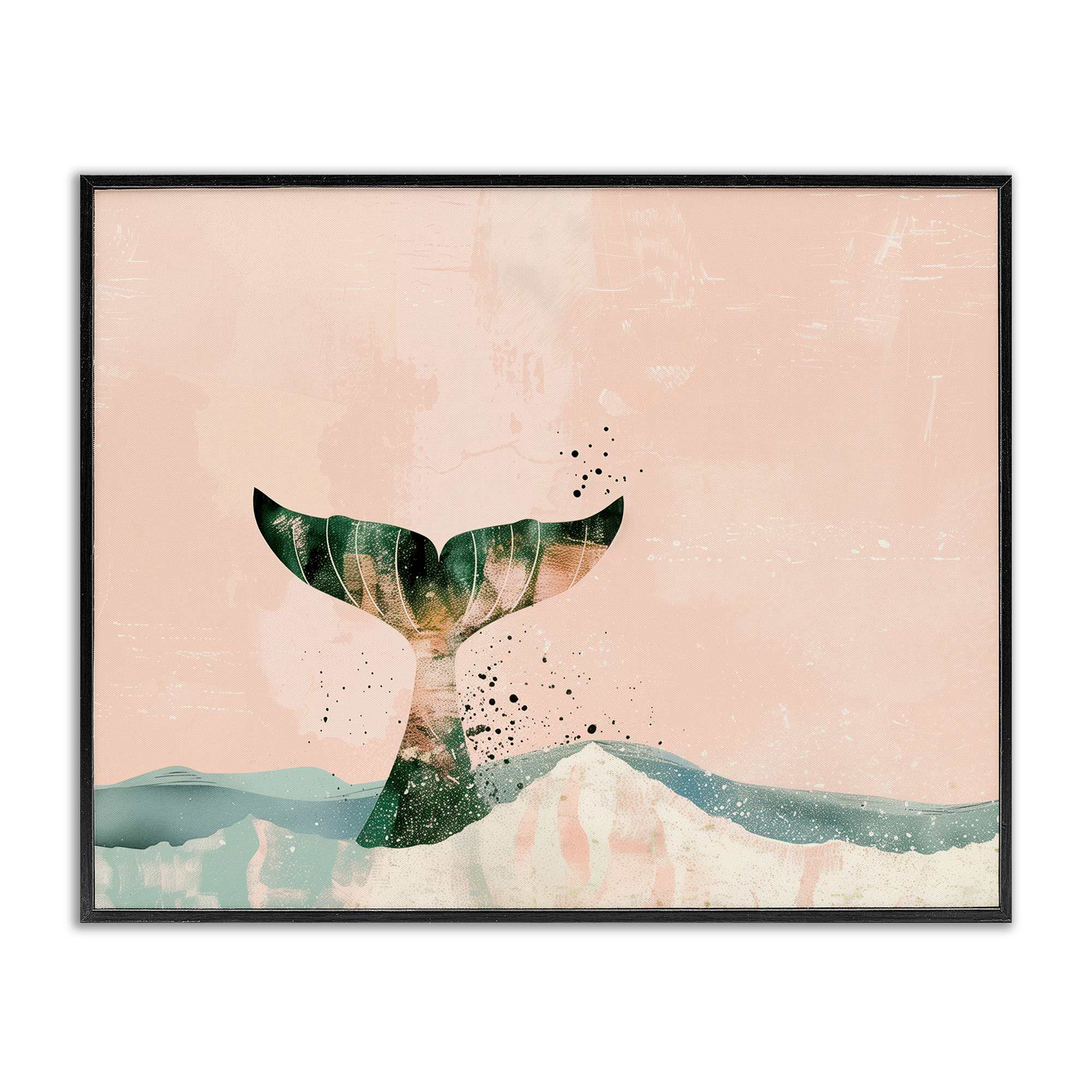 Stupell Industries BT-699-FR-16X20 Pink Abstract Whale Tail Black Framed Giclee Art By Arlington Prints 20 x 16