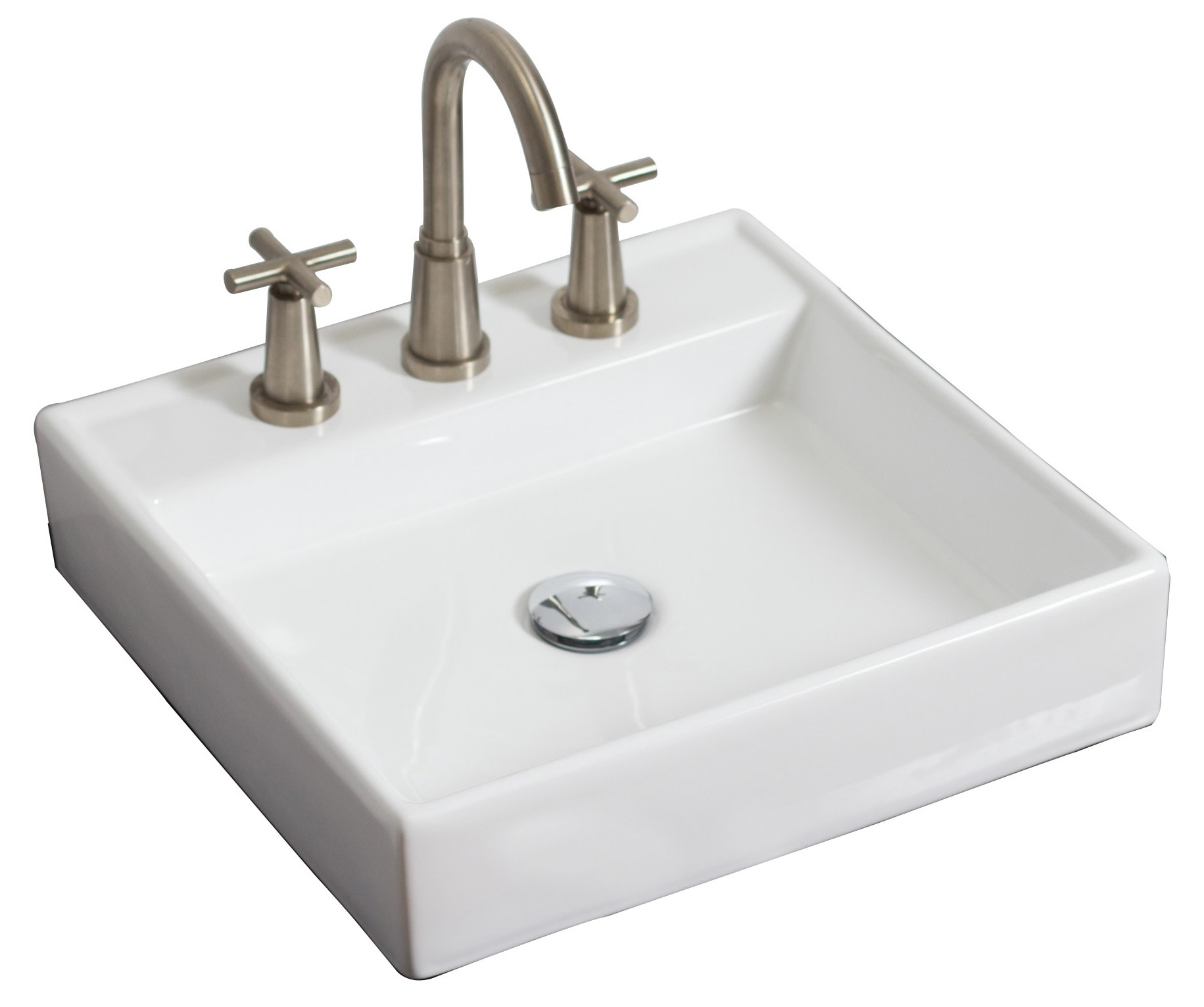 American Imaginations 17.5-in. W Wall Mount White Vessel Set for 1 Hole Right Faucet