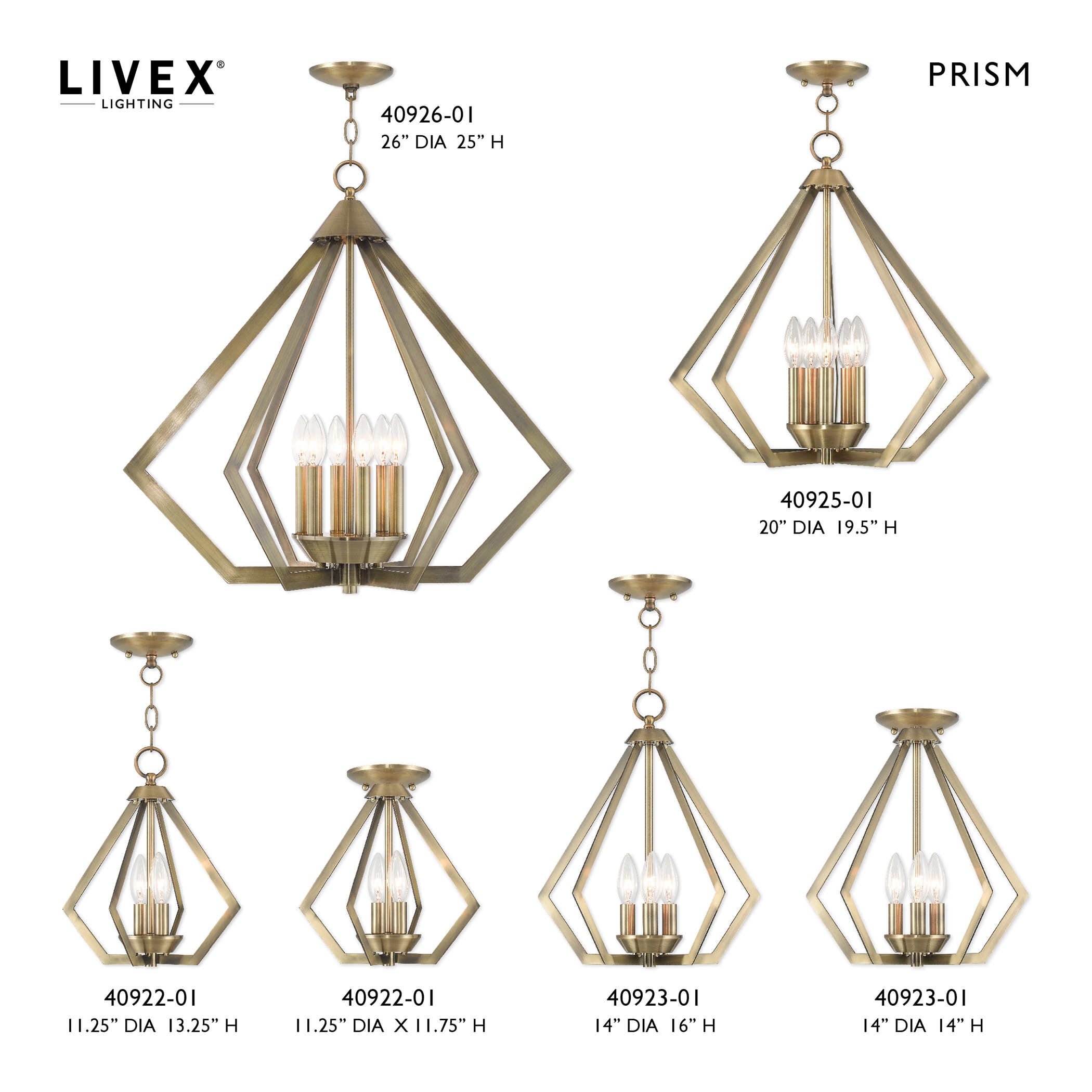 Mini Geometric Brass Pendant Light with Steel Frame
