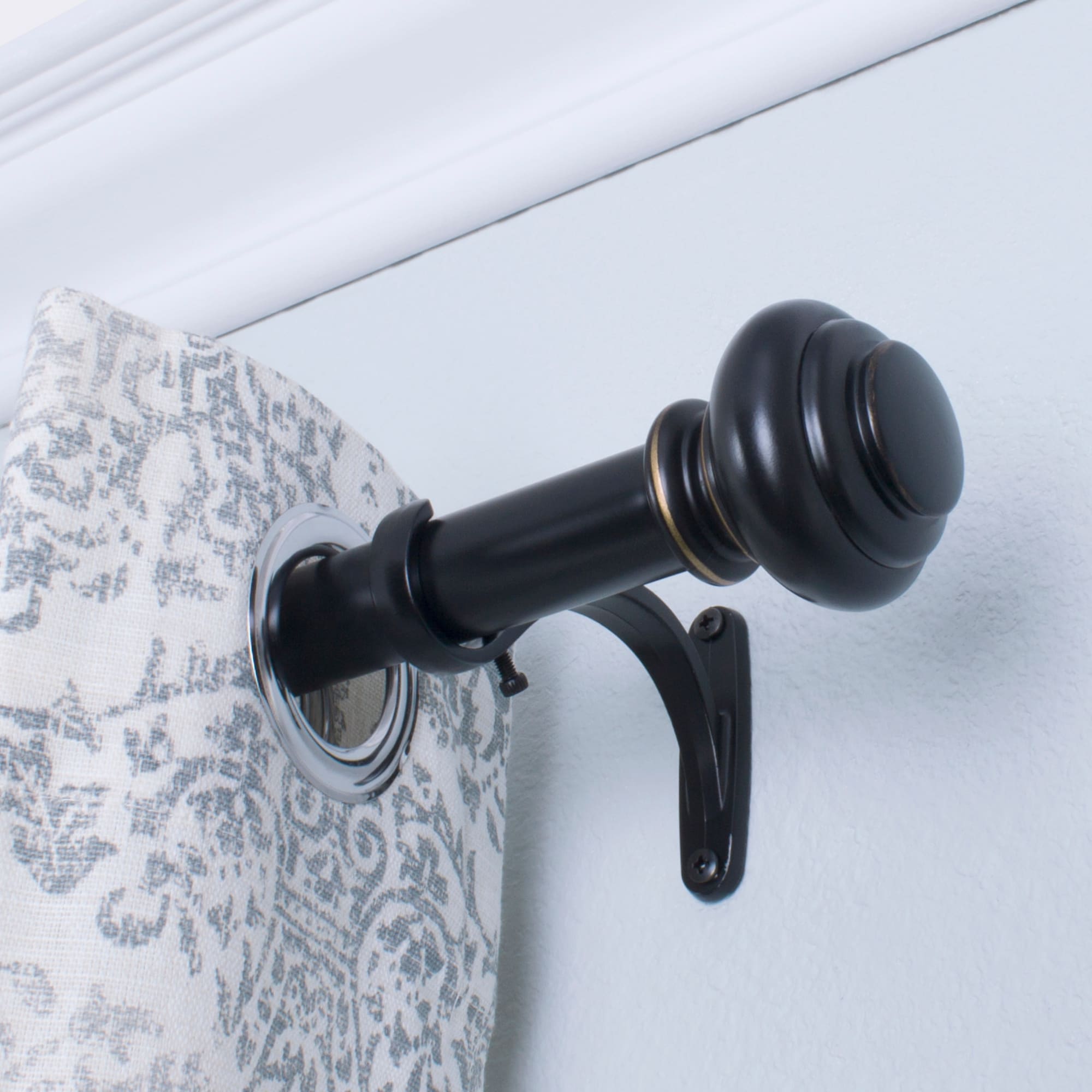 Antique Bronze Adjustable Curtain Rod with Finials, 18-36 Inches
