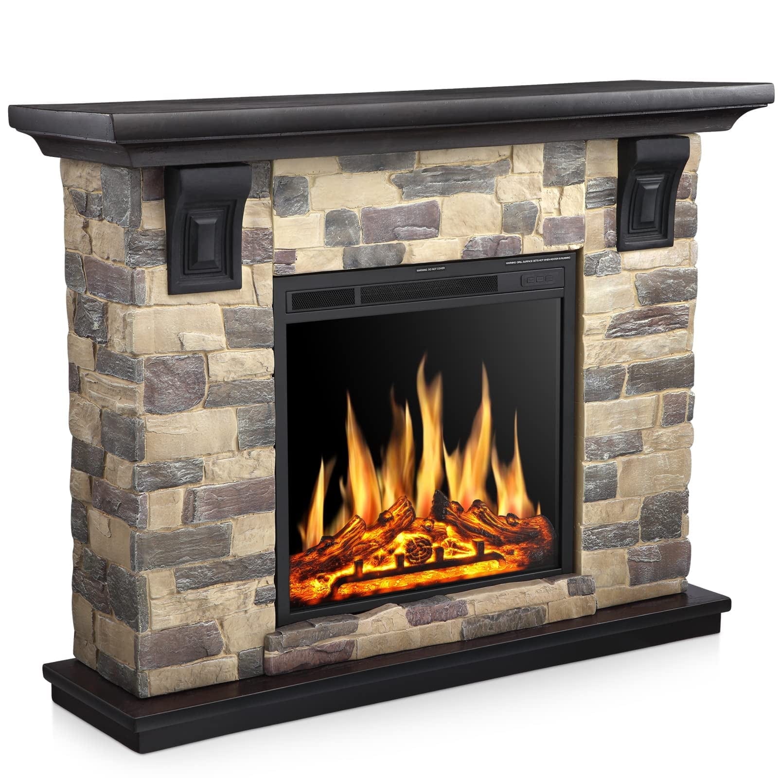 COWSAR LS4926YHM+Y926M 50.59-in W Gray Free standing Infrared quartz Corner or flat wall Electric Fireplace with Remote Control Included