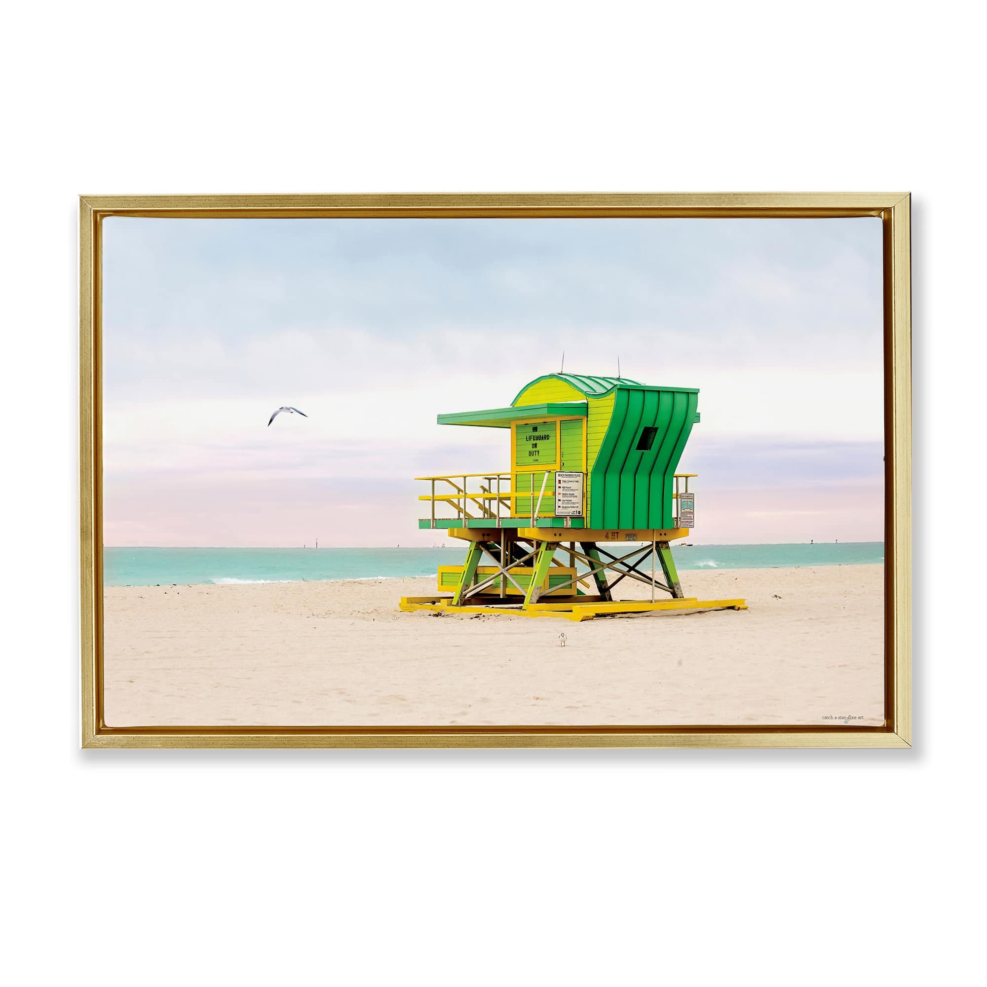Stupell Industries BT-558-FFG-20X30 Lime Green Lifeguard Hut Floating Frame design by Seven Trees Design