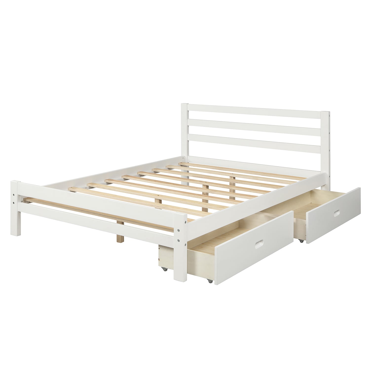 Mondawe White Full Wood Platform Bed with Storage at Lowes.com