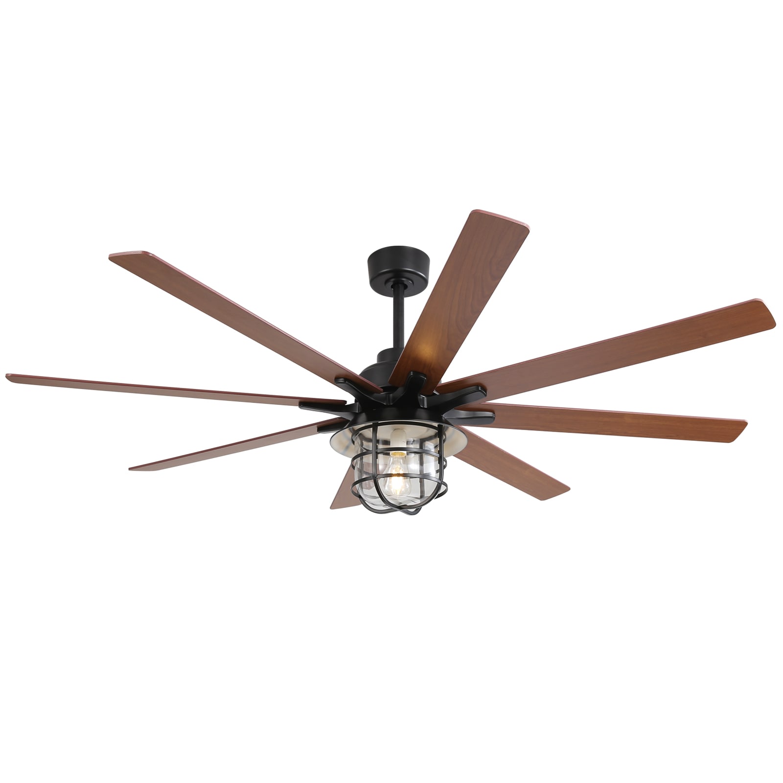 WELLFOR KBSE-6003 66-in Black with Matte Blades Ceiling Fan With Light - Remote Included ( 8 -Blade )