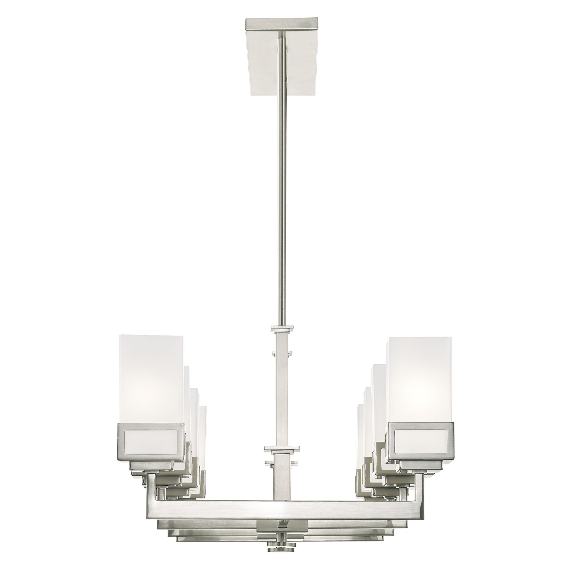 Elegant Harding 8-Light Linear Chandelier with Satin Opal White Glass