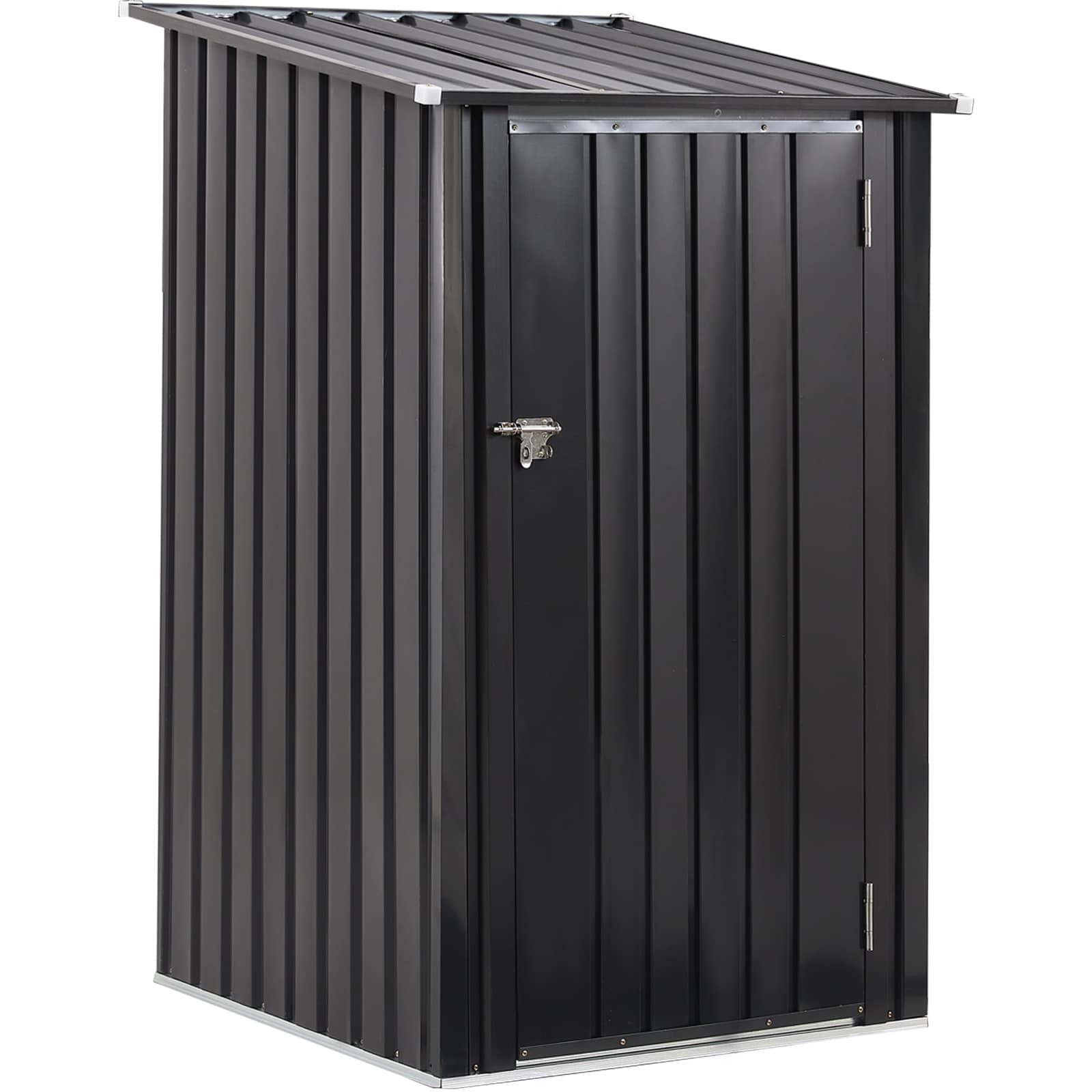 GDFStudio Norhaven Modern 3x3 FT Small Steel Outdoor Storage Shed Utility Tool Cabinet with Lockable Door for Backyard Patio Garden Lawn - Dark Gray