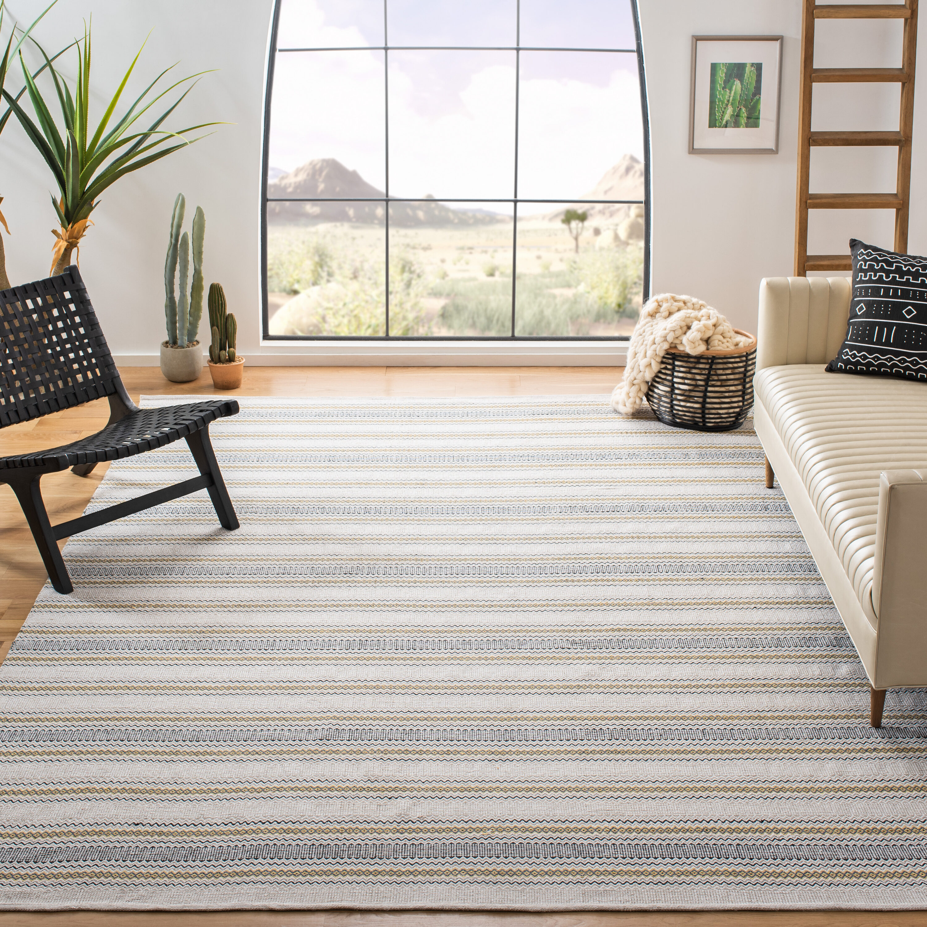 Safavieh MTK536M-8 Montauk Jocelin 8 x 10 (ft) Cotton Blue/Beige Rectangular Indoor Stripe Area rug