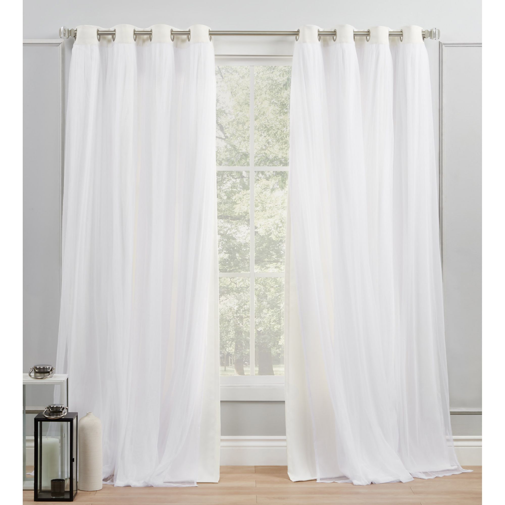 Exclusive Home YA013555DSEHG1 A236 120-Inches Vanilla Room darkening Interlined Grommet Curtain panel pair