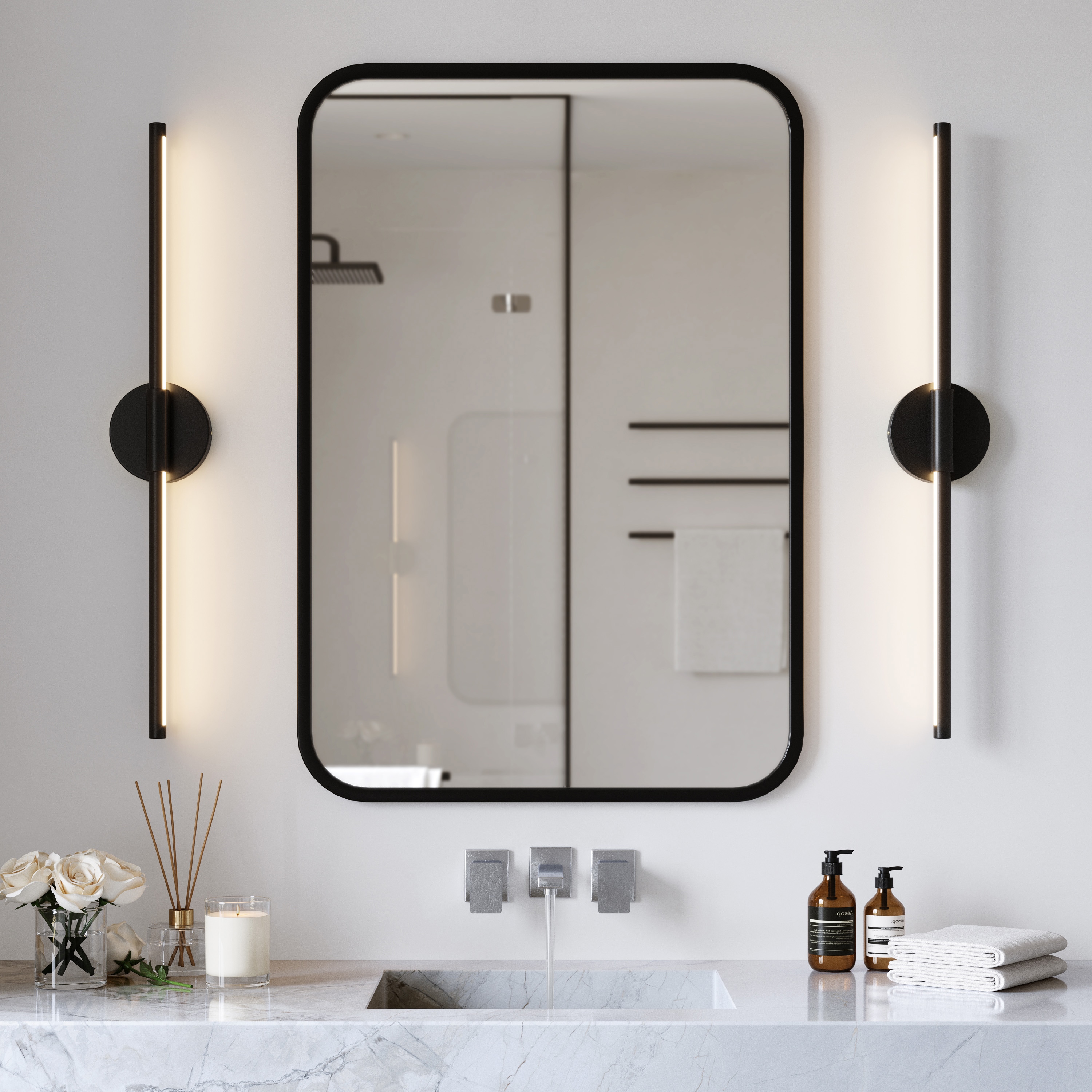 Dreamsidea 2 PCs Axton Bathroom Vanity Light Axton 1-Light 28.4 Inch Dimmable LED Mirror Light Strip Dresser Light Bar