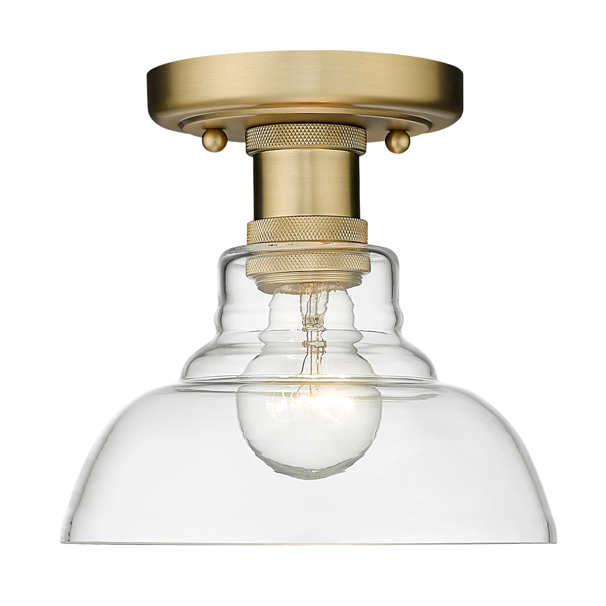 Carver Brushed Champagne Bronze 7'' Modern Flush Mount with Clear Glass