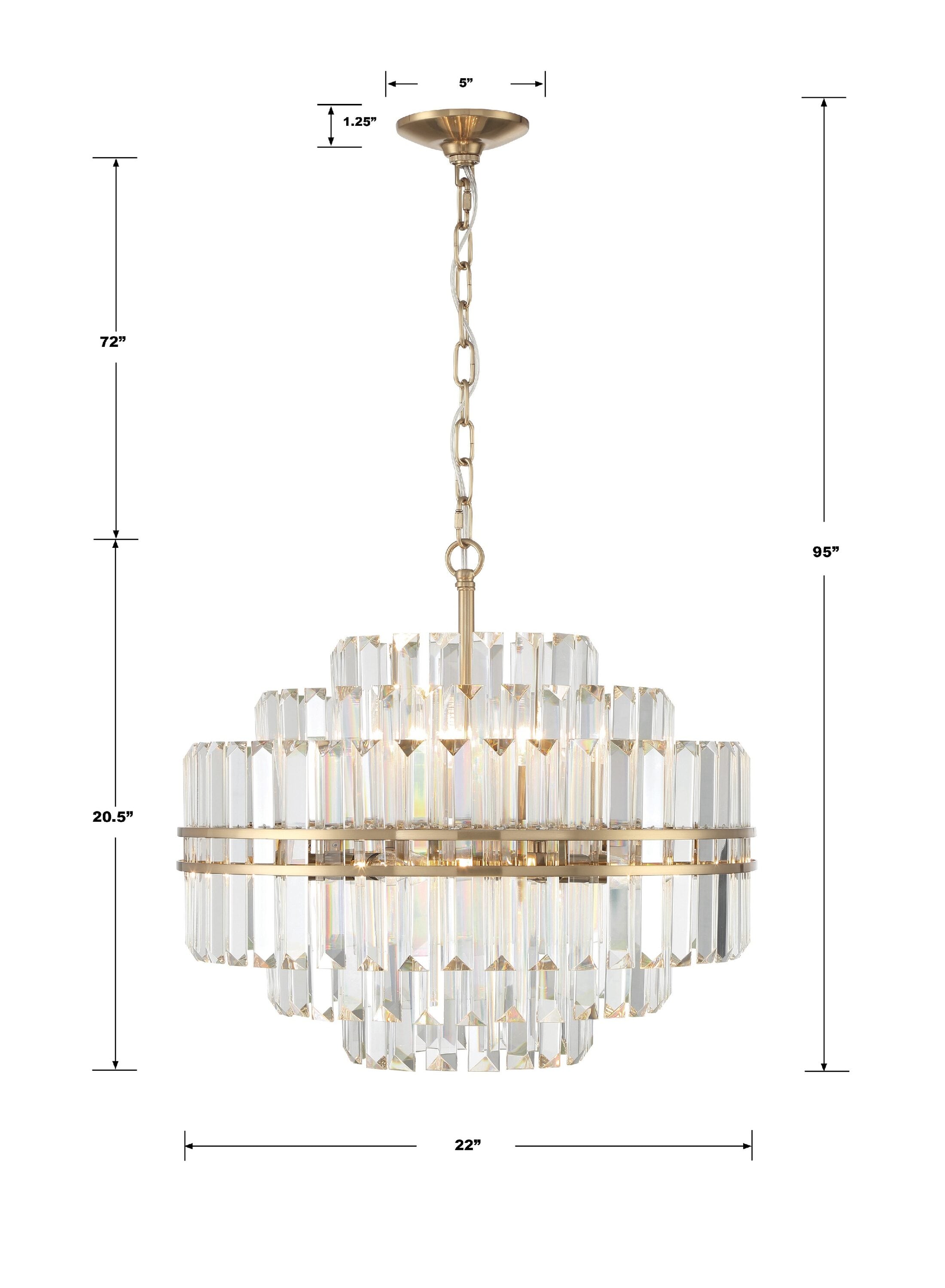 Aged Brass and Crystal 12-Light Chandelier