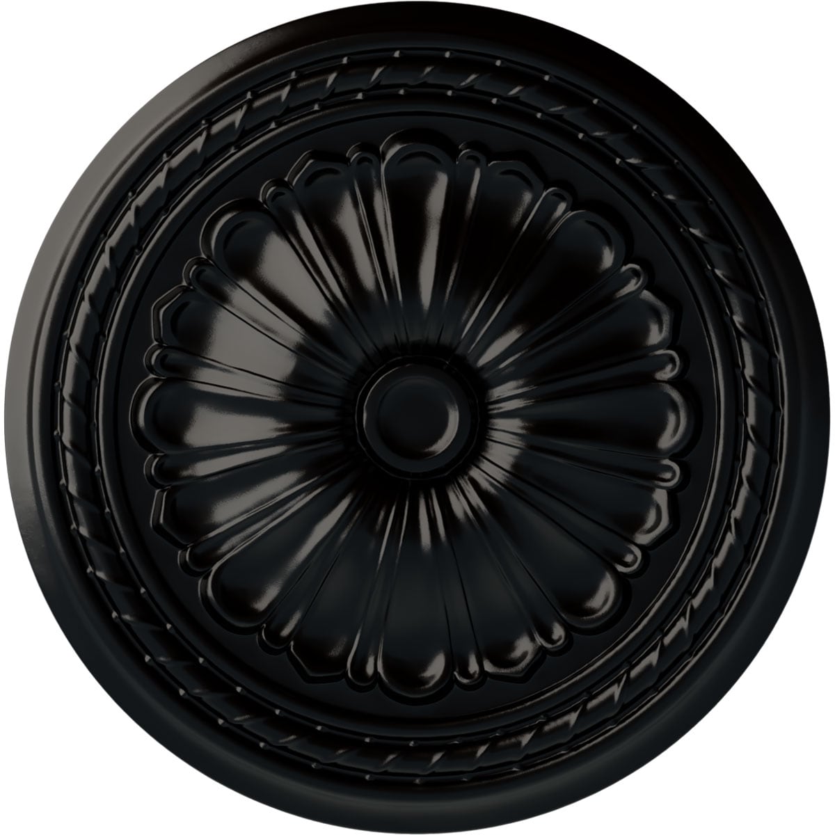 Ekena Millwork CM20ALBLF Alexa 20.5-in W x 20.5-in L Painted Jet Black Polyurethane Whole Ceiling Medallion