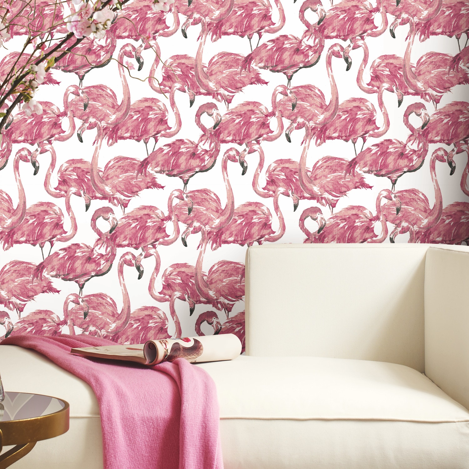 Wallpaper for Wall Pink  Green Flamingo  Walls By Me