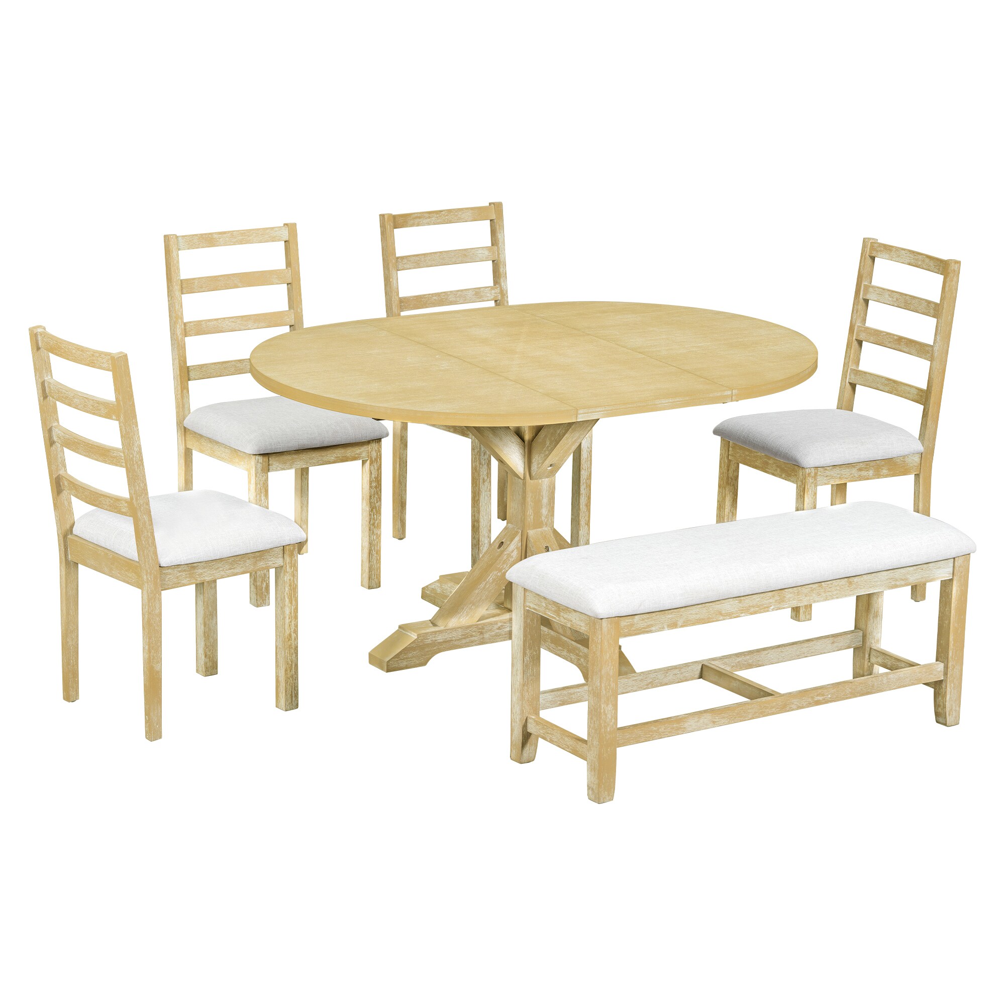 Siavonce XH60AAA Natural Contemporary/Modern Dining Room Set with Oval Table ( Seats 6 )