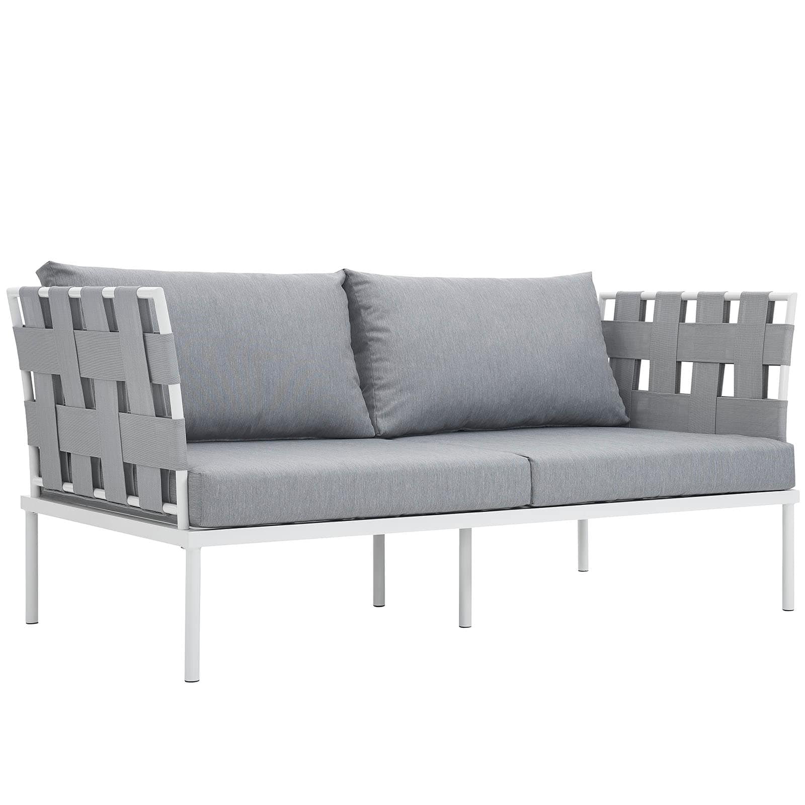 Modway -  Harmony Outdoor Aluminum Loveseat in White Gray