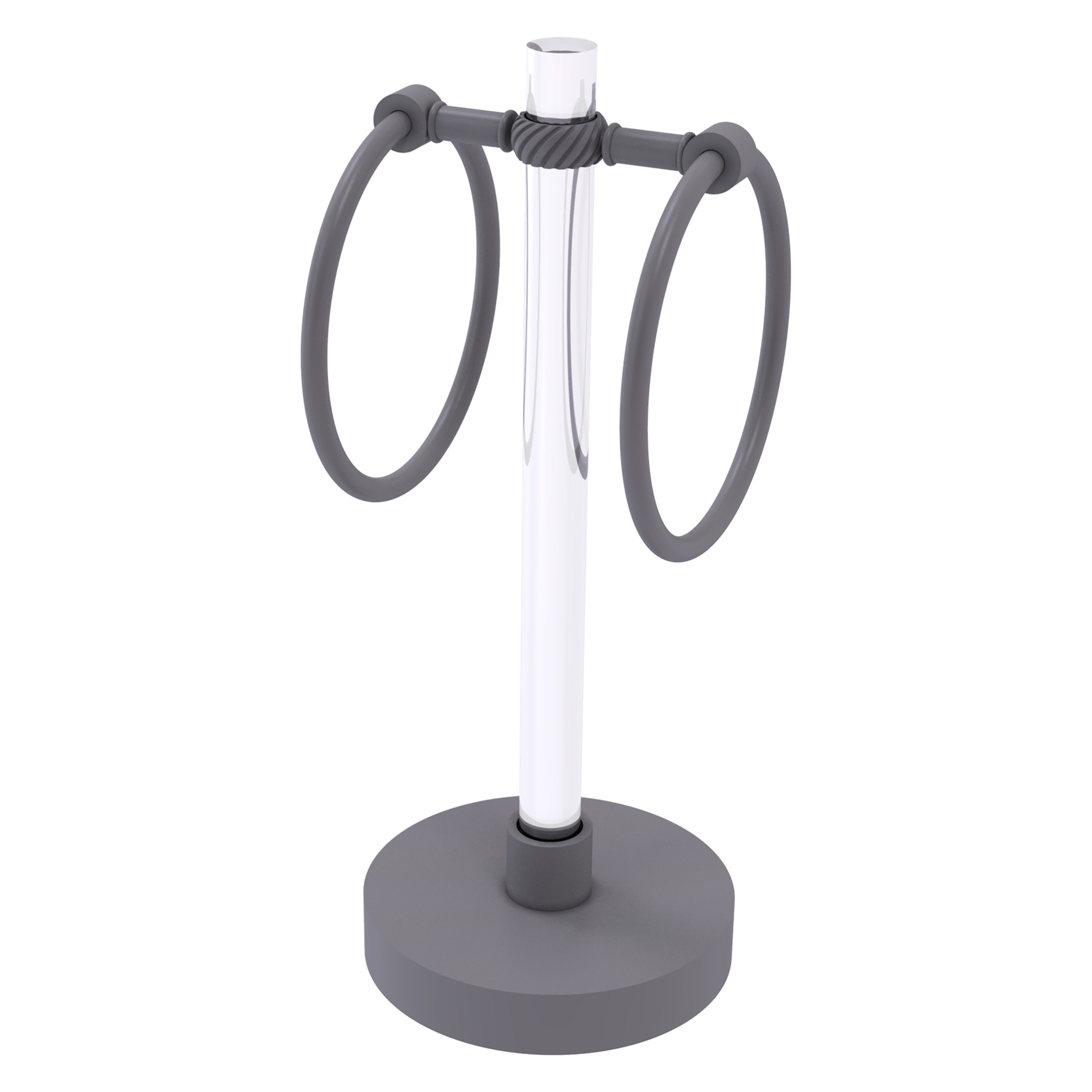 Allied Brass CV-GTRST-10-GYM Clearview Matte Gray Freestanding countertop Single Towel Ring