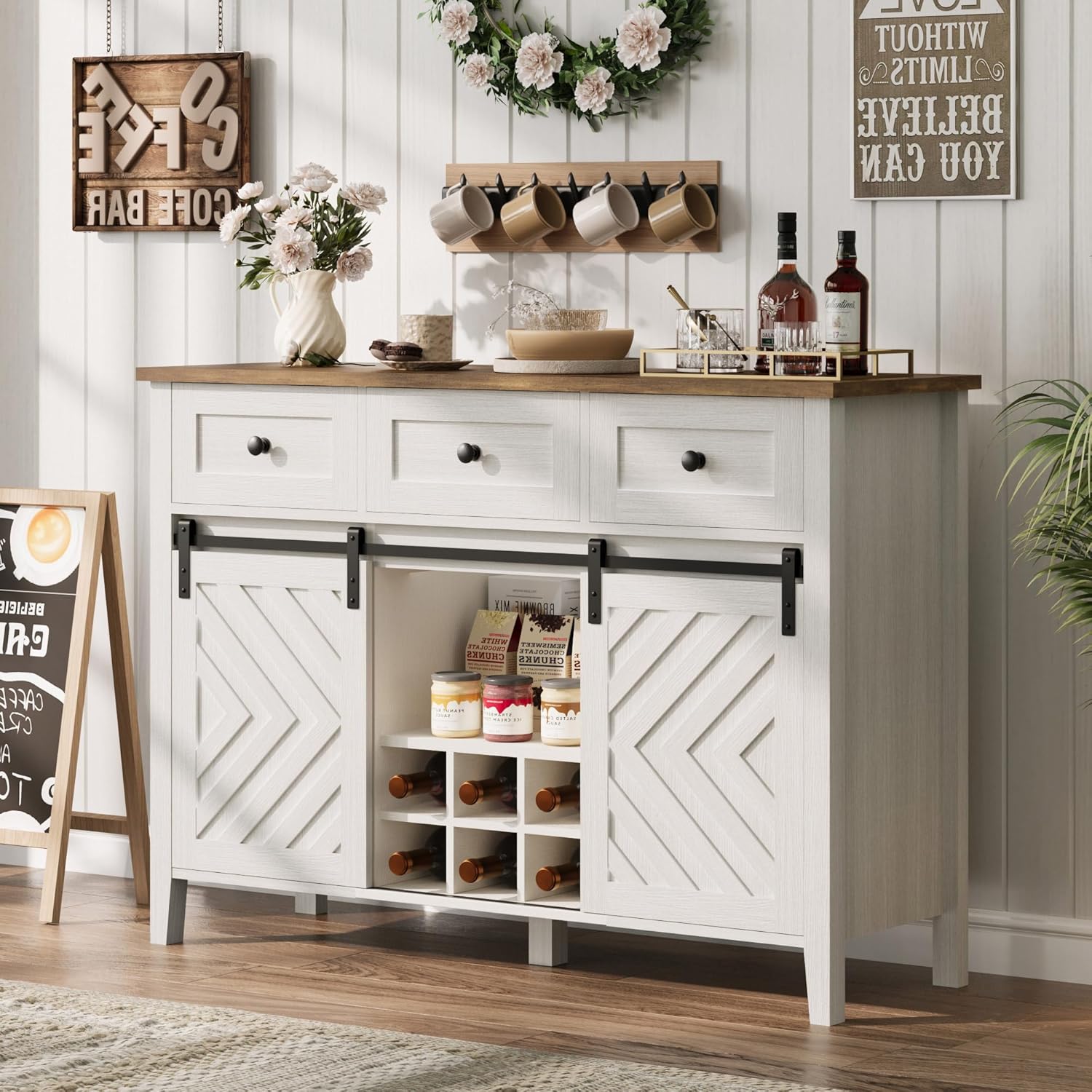 Qeetex Sturdy farmhouse design features reinforced MDF frame center support legs and waterproof top supporting five hundred pound weight with scratch proof surfaces for durability #AWEPHK339B7G6J