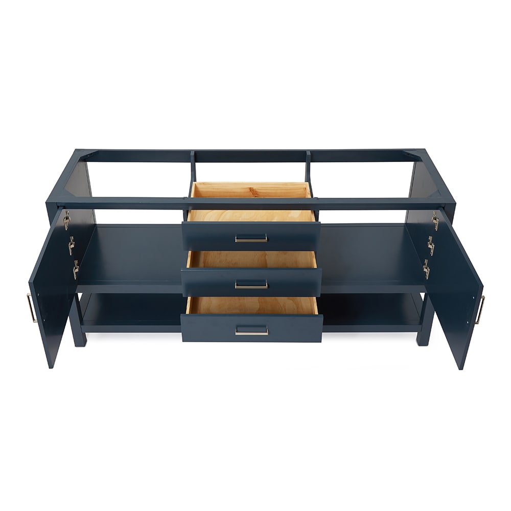 Midnight Blue 72" Double Freestanding Solid Wood Bathroom Vanity