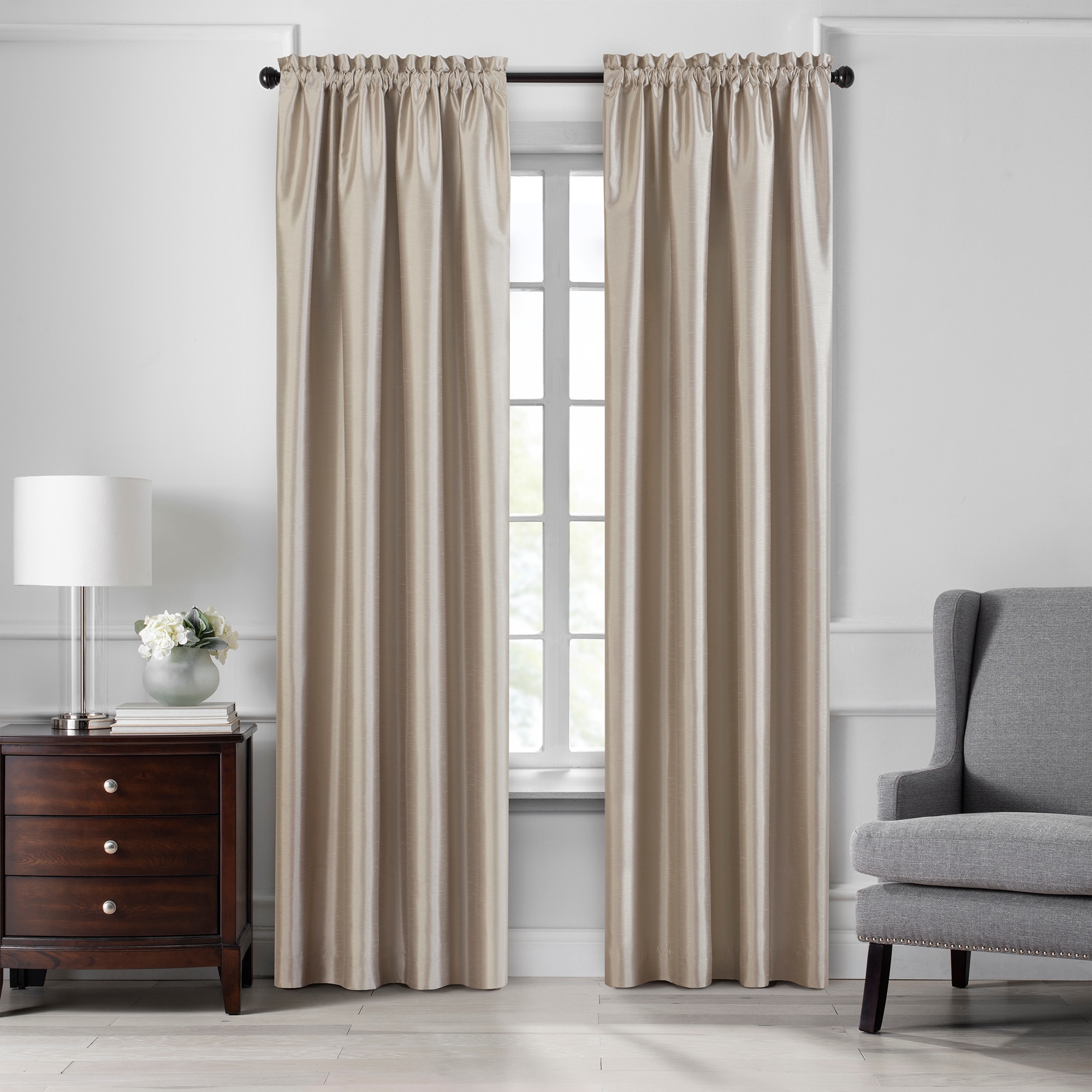 Elrene Home Fashions 739550350609 108-in Taupe Blackout Standard lined Rod pocket Single curtain panel