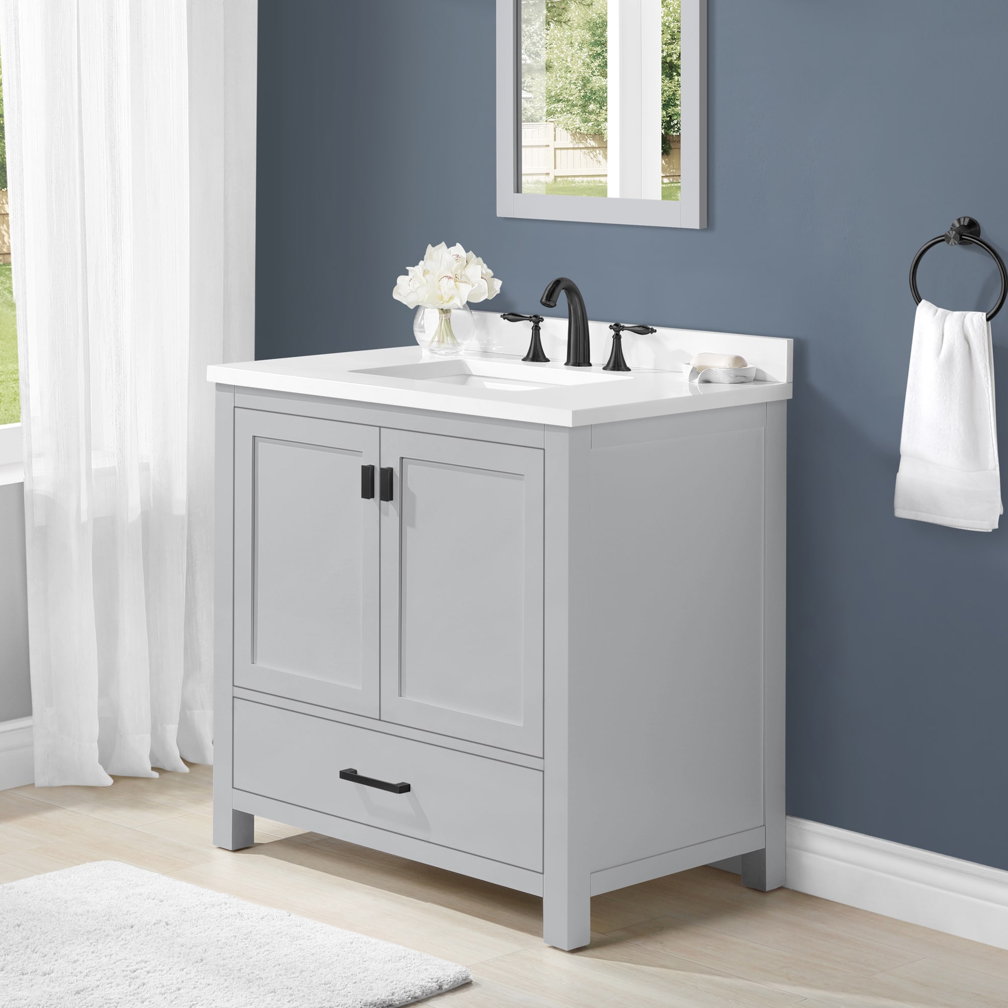 allen + roth Ronald 36-in Dove Gray Undermount Single Sink Bathroom ...