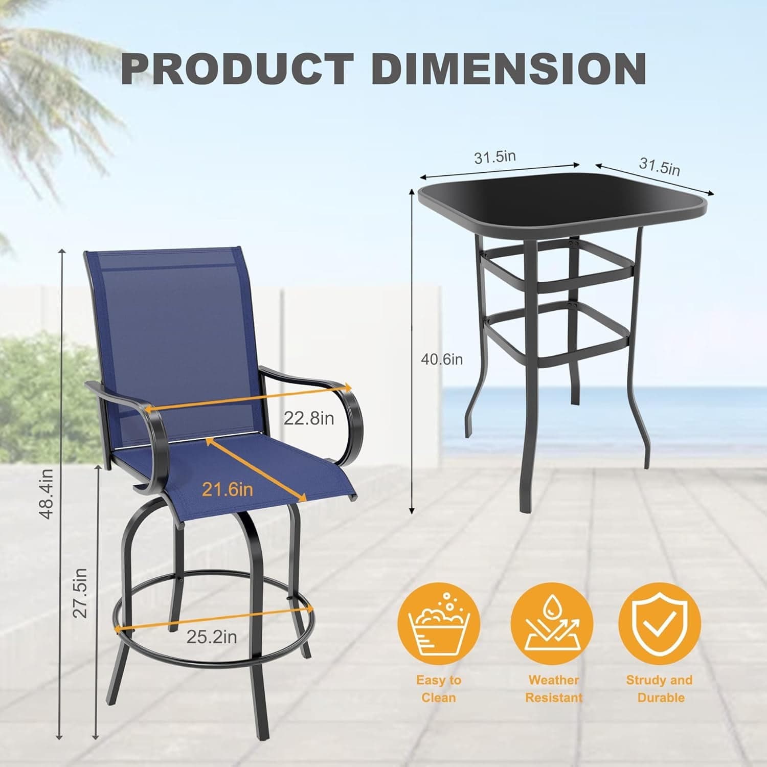 Qeetex LHF-HW-VAM-33P95FCL Patio-Conversation-Sets - View #2