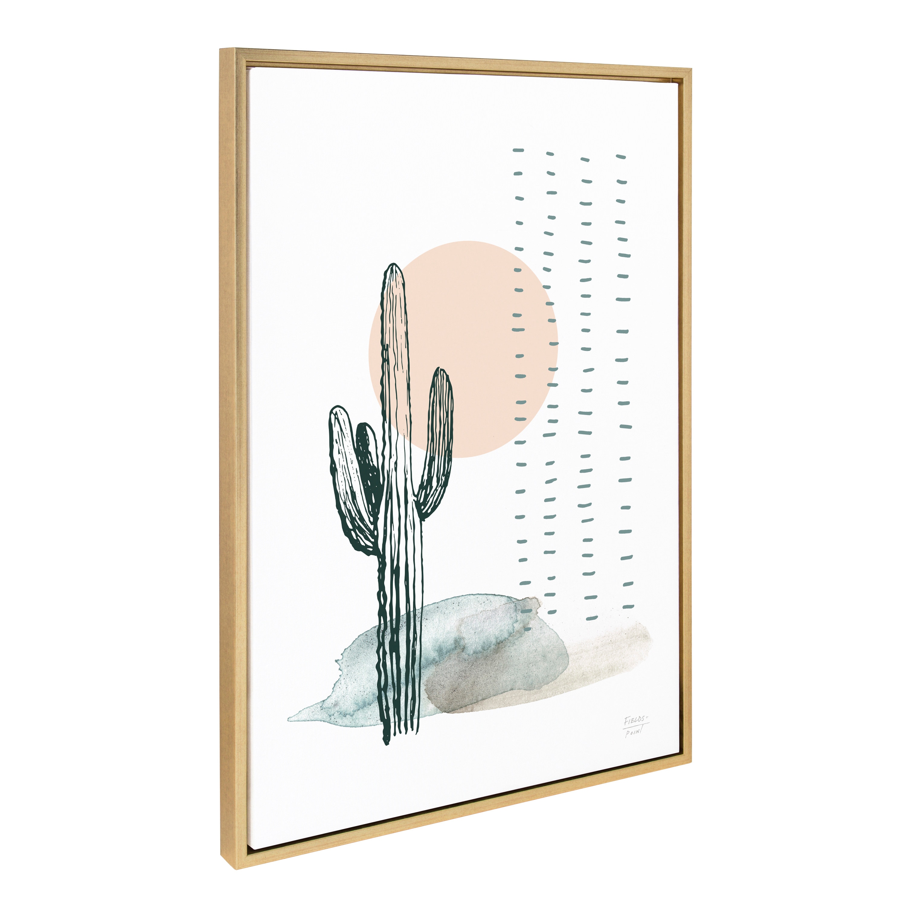 Desert Cactus Gold Framed Canvas Wall Art, 36" x 27"