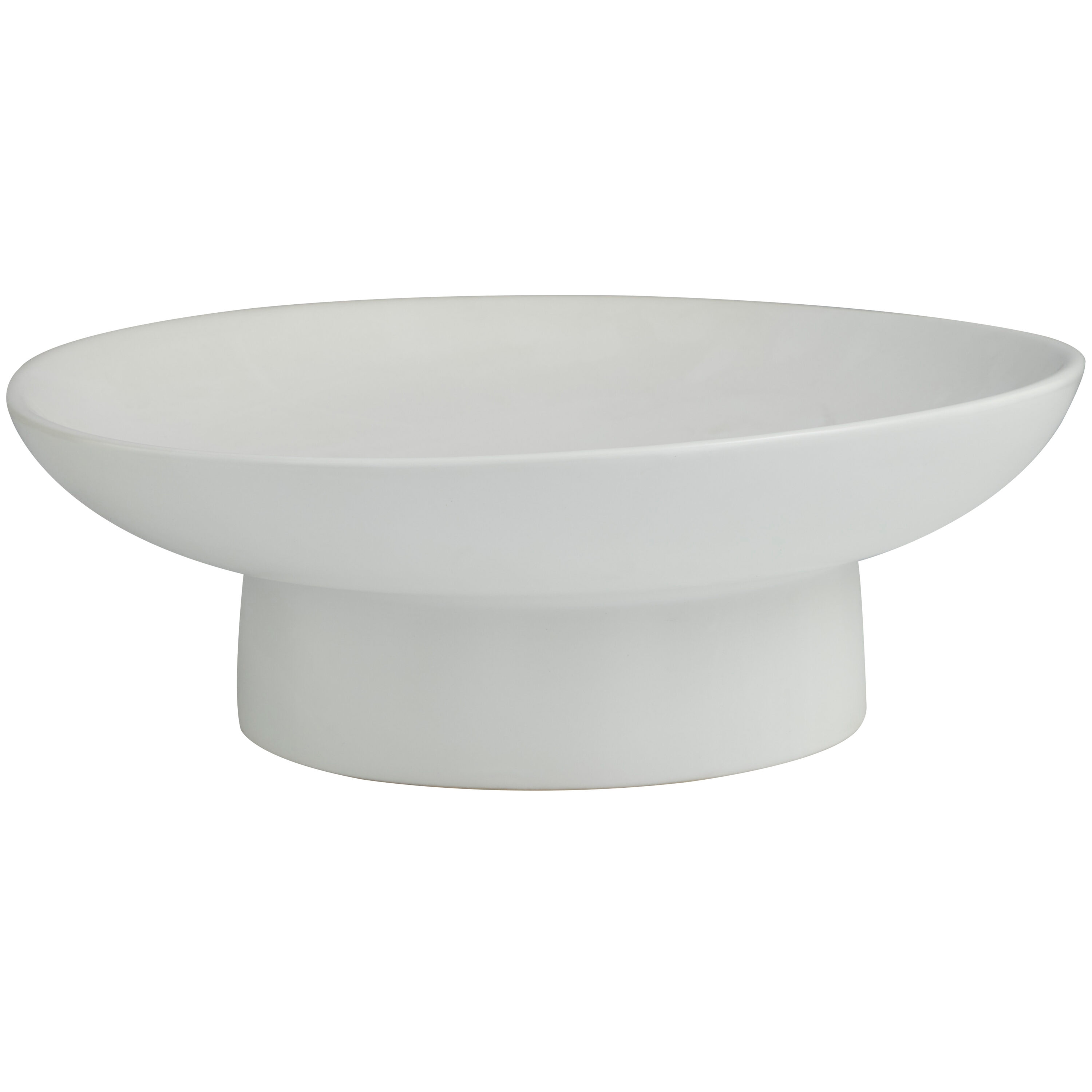 White Round Stoneware Decorative Bowl with Stand