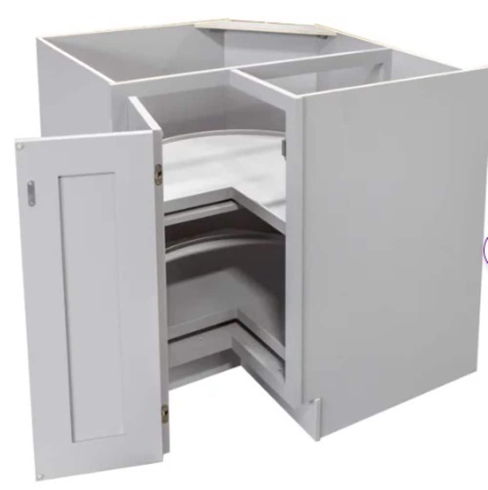 RELIABILT Parkstone 32-in W x 34.5-in H x 24-in D Grey Lazy Susan Corner Base Fully Assembled Plywood Cabinet (Shaker Style)