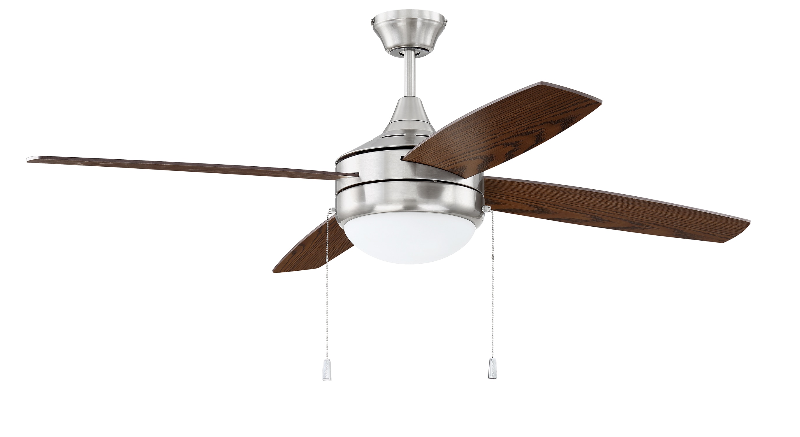 Craftmade PHA52BNK4 Phaze 52-in Downrod or Flush Mount Brushed polished nickel with Walnut Blades Ceiling Fan With Light ( 4 -Blade )
