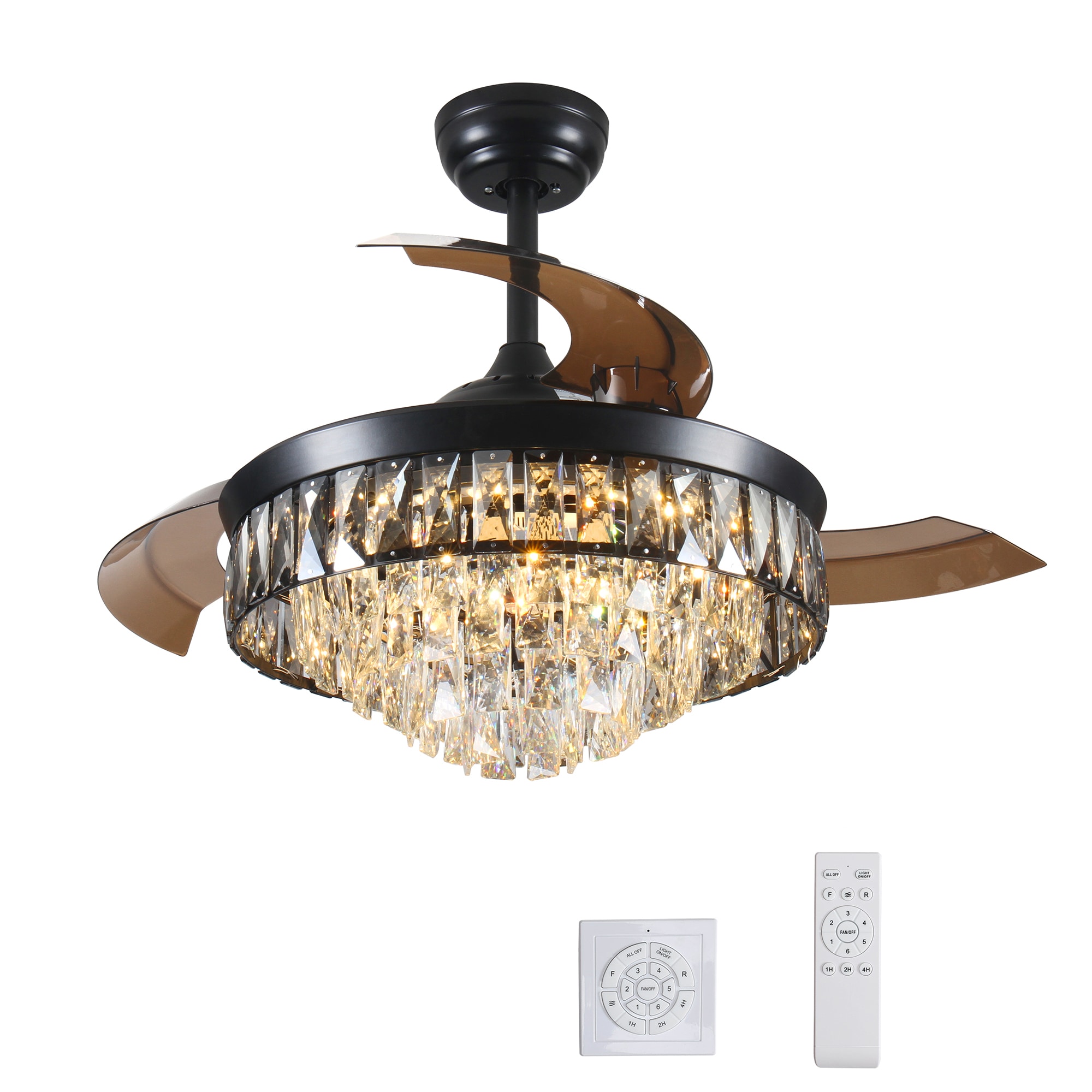 Bybafun YB5100111 42-in Color-Changing Black with Plastic Blades Ceiling Fan Light Kit Compatible - Remote Included ( 3 -Blade )