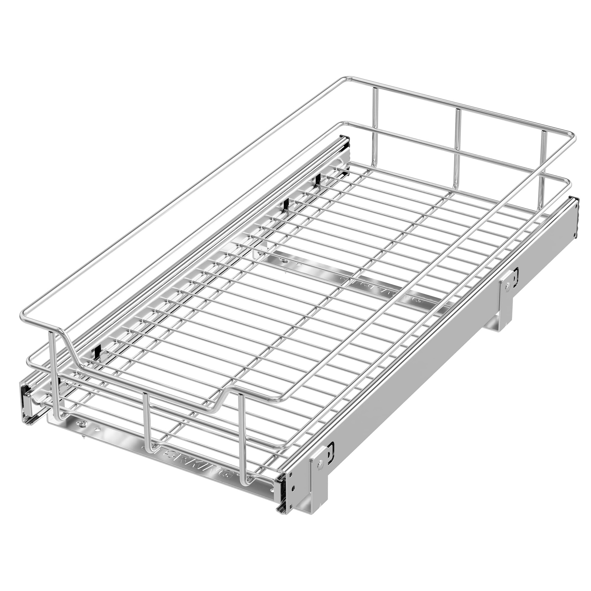 UUDULY  Pull Out Cabinet Organizer 11 Inch Wide 22 Inch Deep Heavy Duty Slide Out Drawer for Kitchen Storage Chrome Cabinet Shelf for Pots Pans