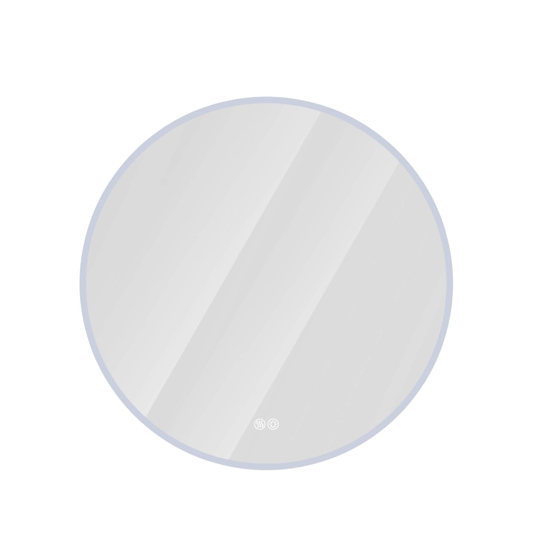 WELLFOR GIS2071P313051 19.68-in x 19.68-in Polished Frameless Round Dimmable LED Lighted Fog Free Bathroom Vanity Mirror ( Silver )