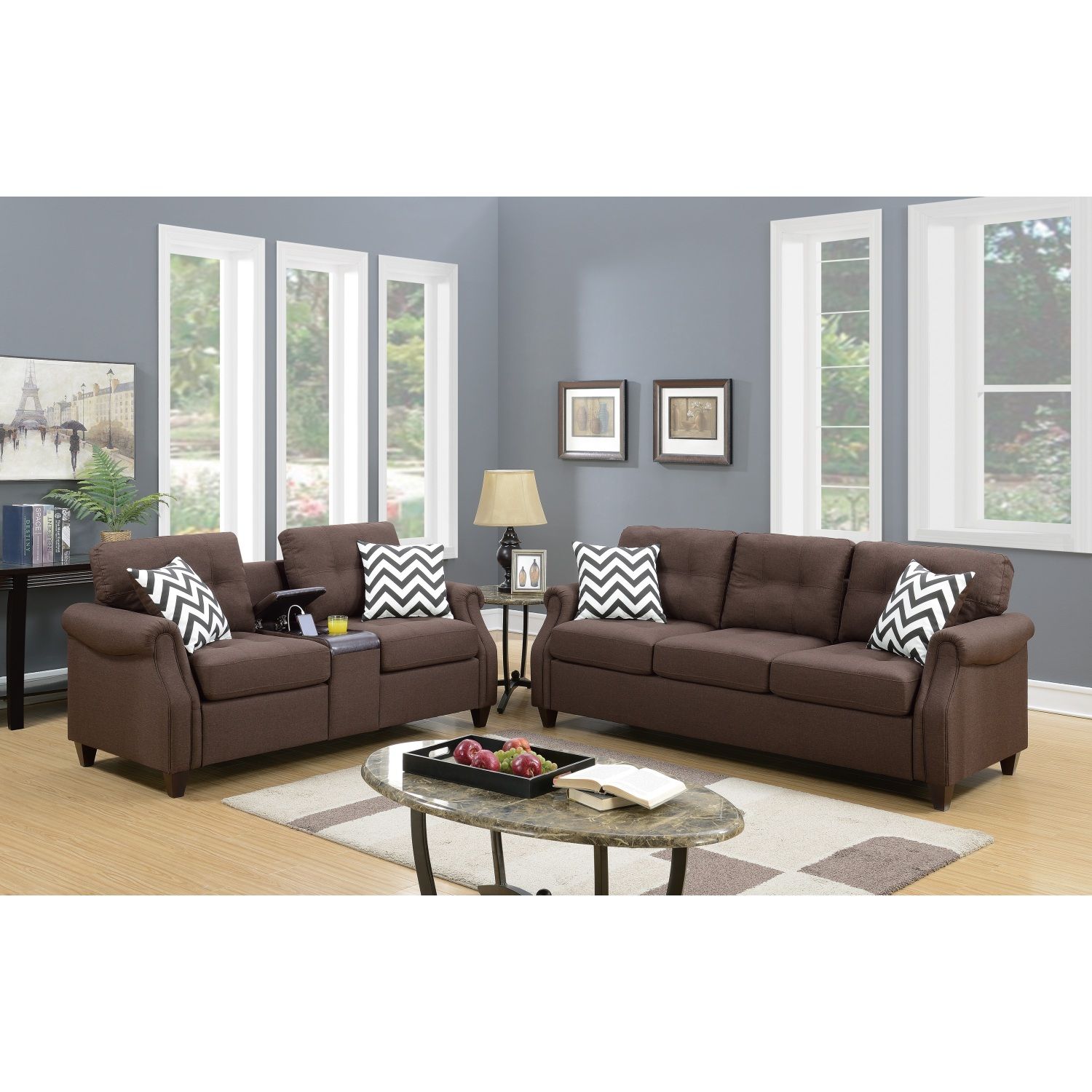 JASMODER B011S00114 32-in Modern Coffee Polyester/Blend Sofa