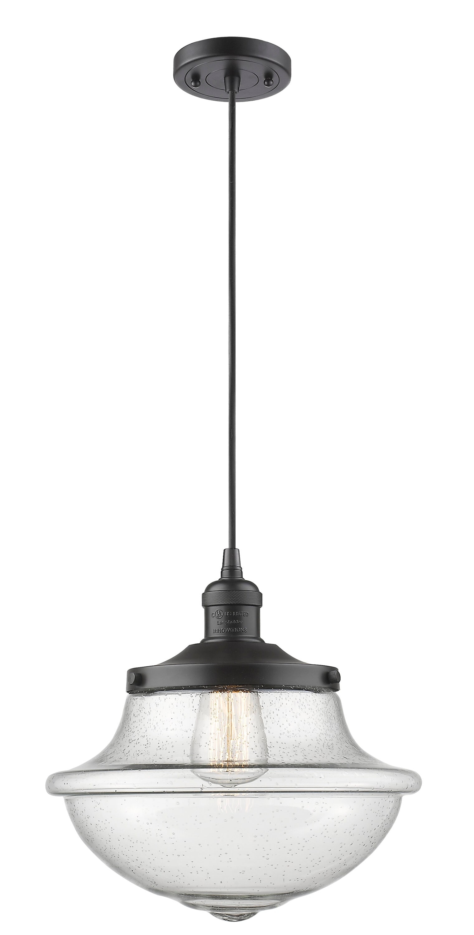 Innovations Lighting 201C-OB-G544 Oxford Oil Rubbed Bronze Traditional Seeded glass Schoolhouse Medium Hanging Pendant light