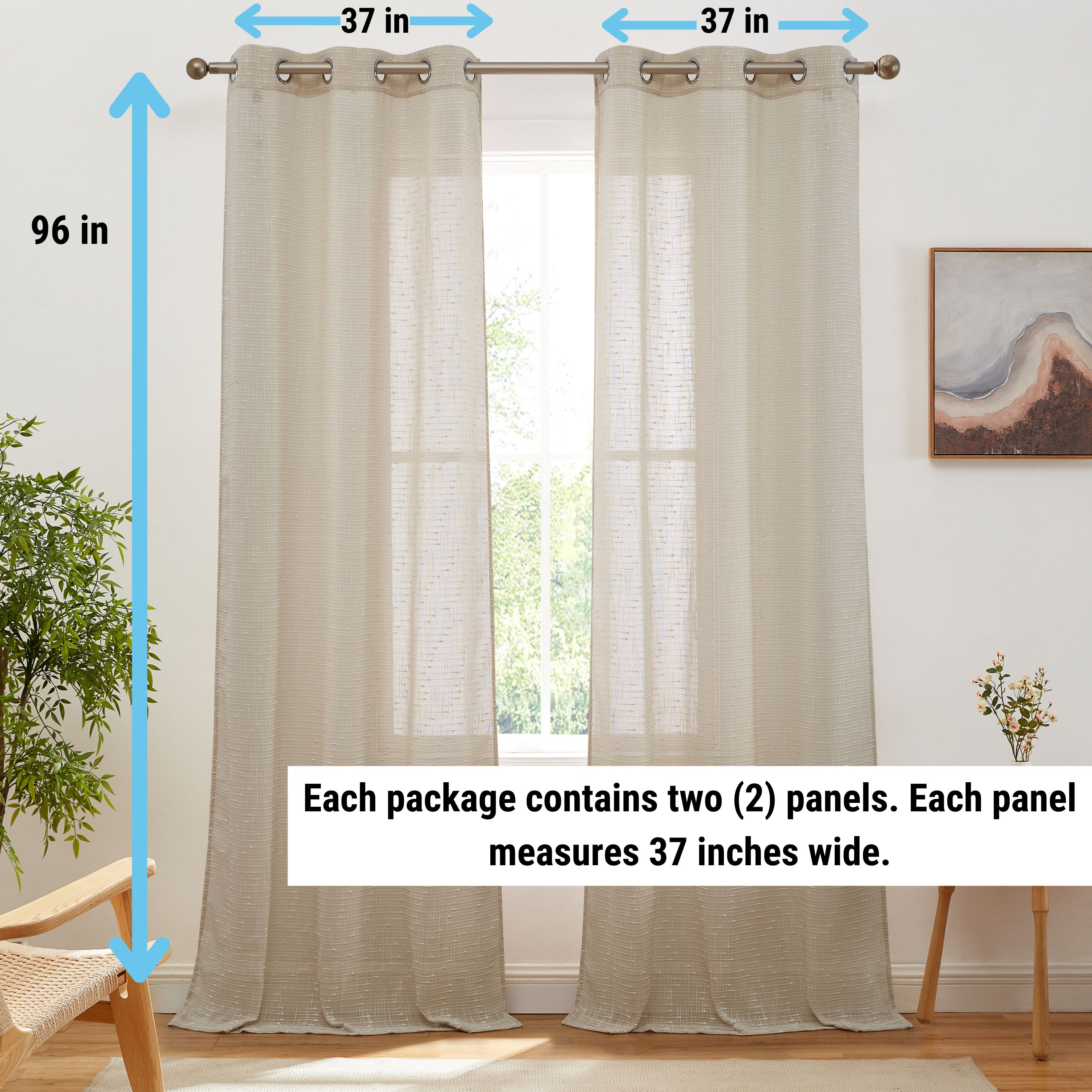 HLC.me EMLY-37X96BEIG curtains - View #2