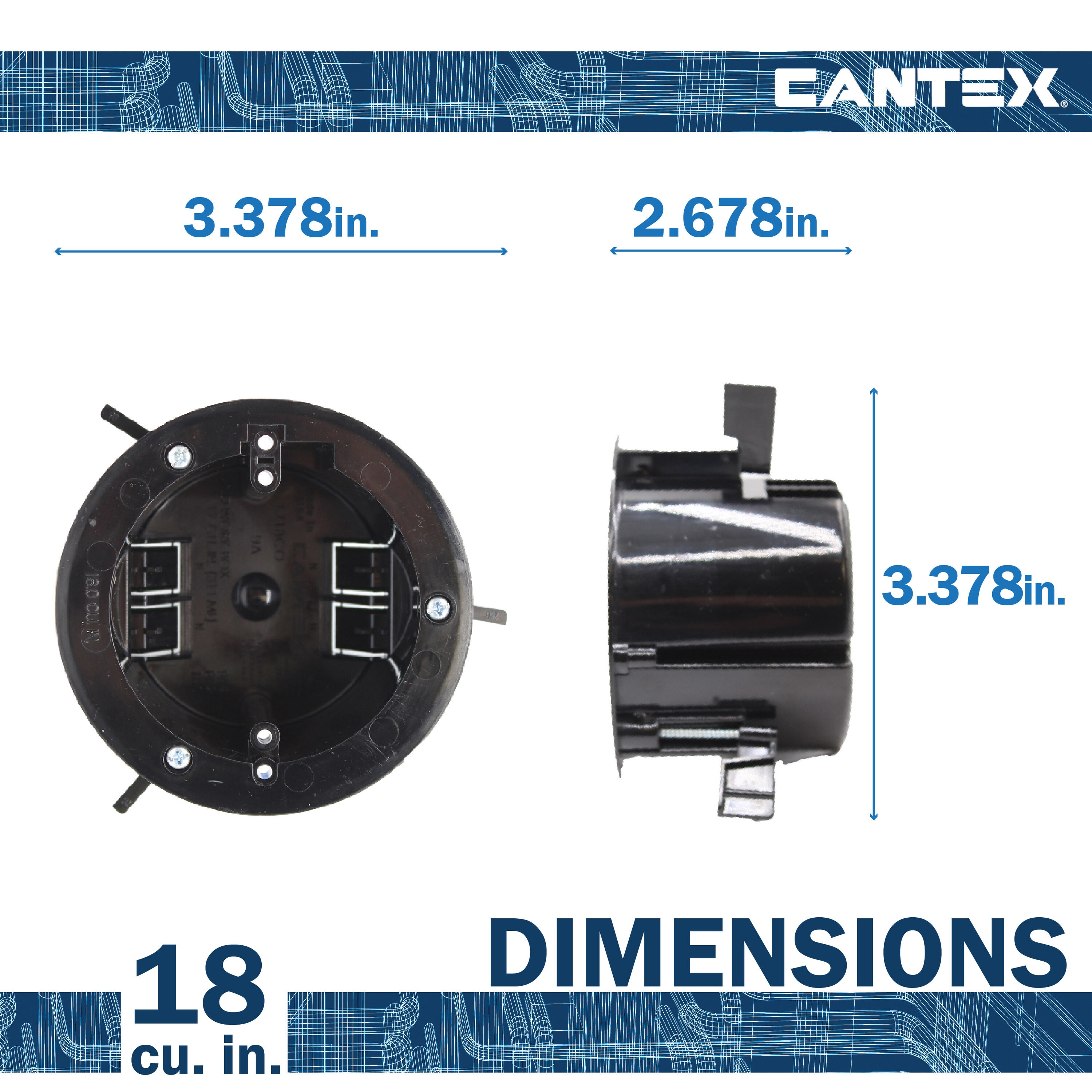 Cantex 18 cu in Black Polycarbonate Round Ceiling Box
