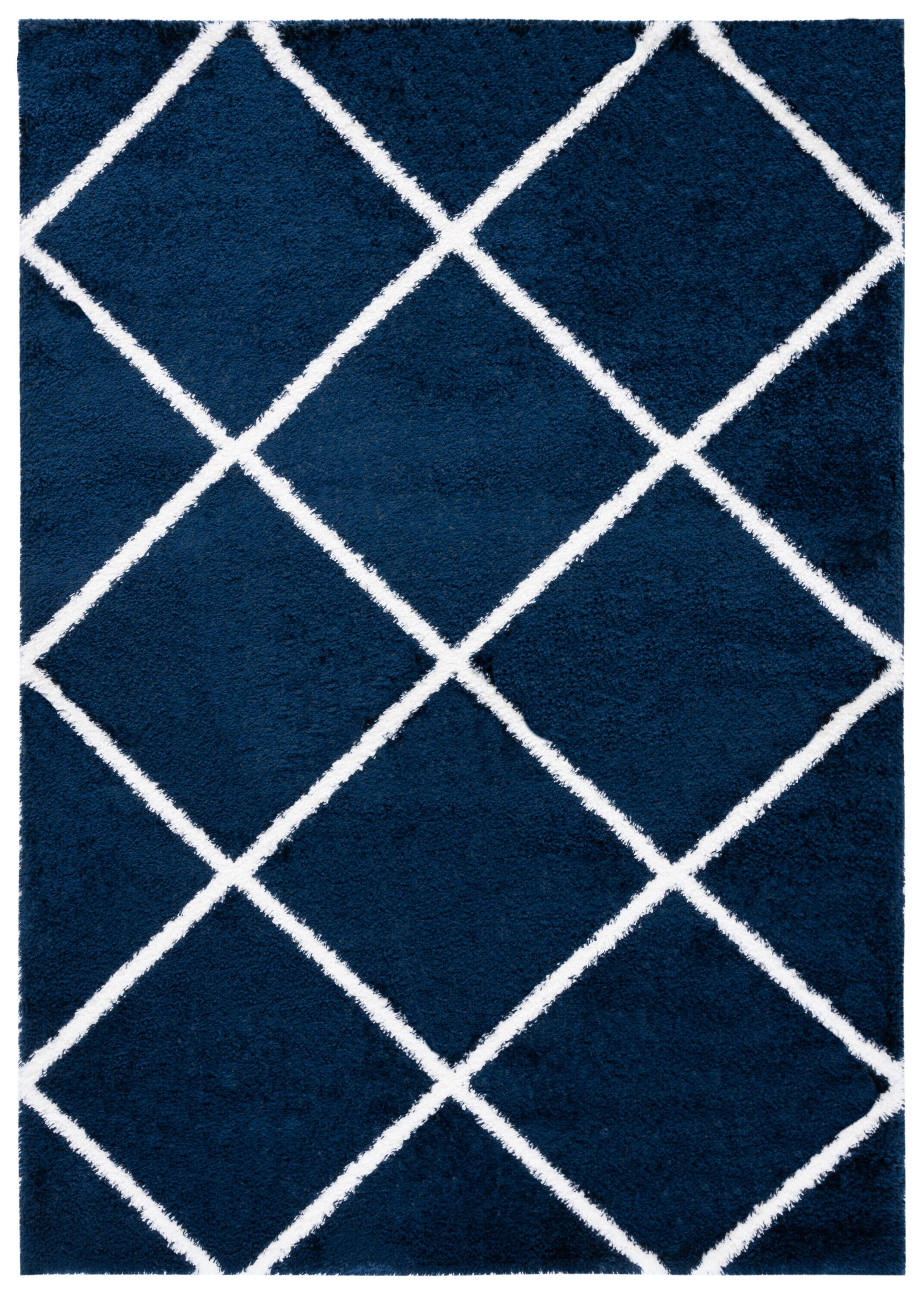 Safavieh THO676N-4 4 x 6 (ft) Loomed Polypropylene Navy/White Rectangular Indoor Trellis Mid-Century Modern Area rug