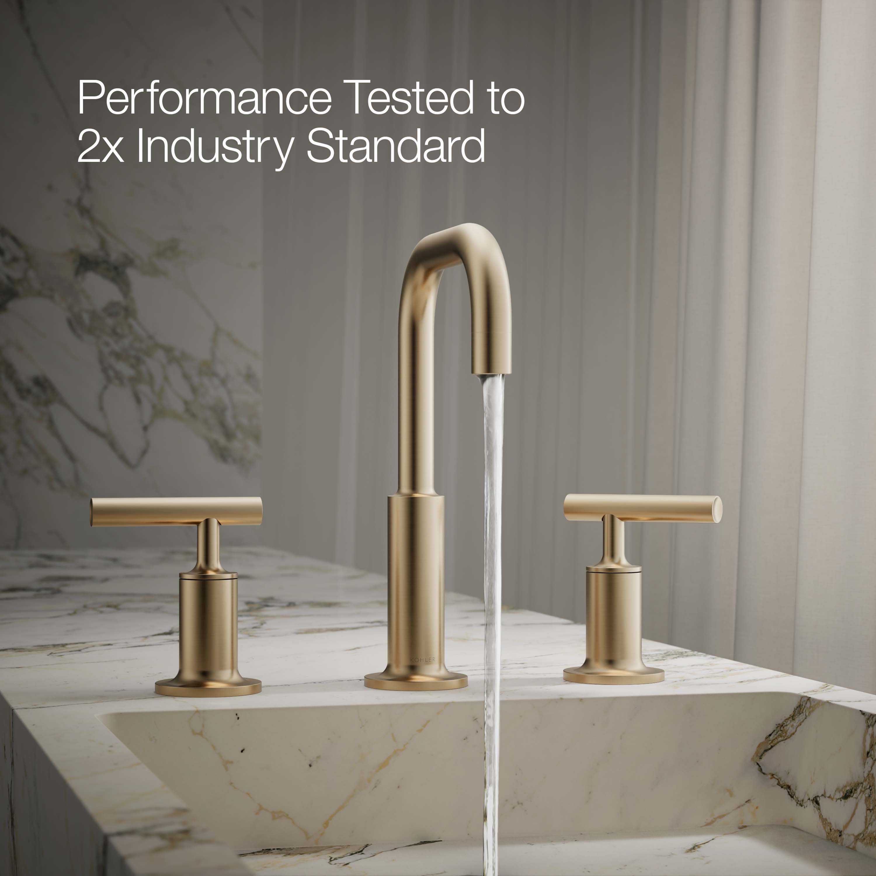 Purist Brushed Bronze Widespread Bathroom Faucet with Drain Assembly