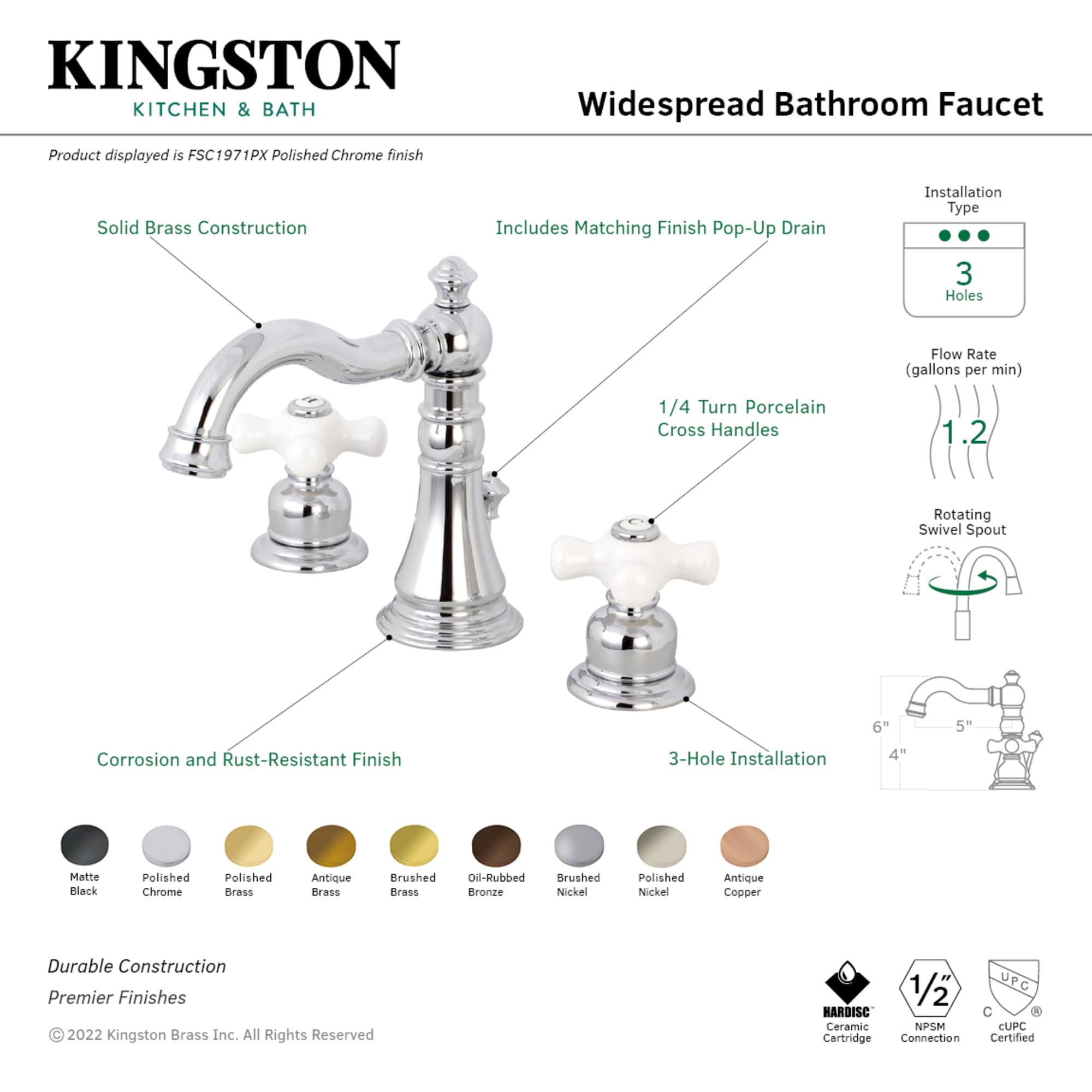 Kingston Brass WLFSC1971PX Lavatory-Faucets - View #3
