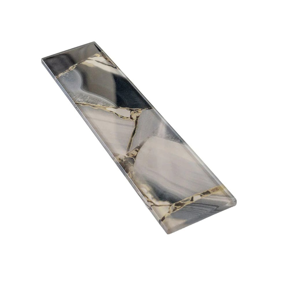 Carnelian 3" x 12" Glossy Gray Glass Subway Tile