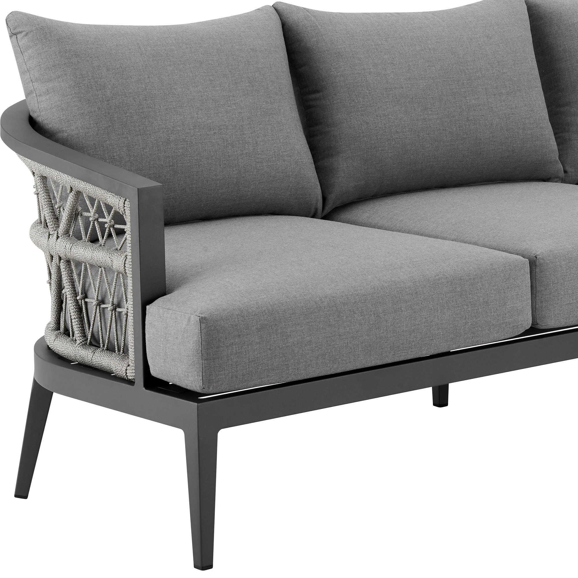 Zelda Gray Aluminum Outdoor Patio Sofa with Cushions